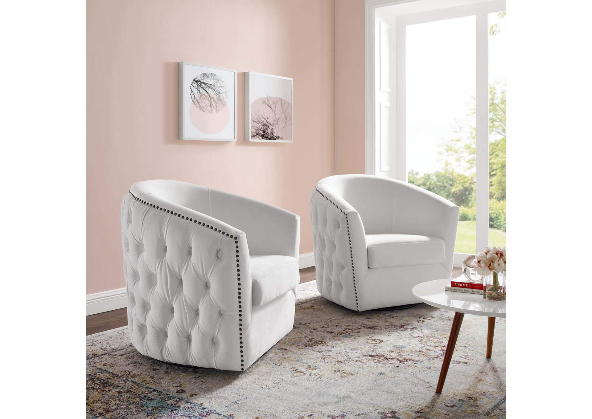 White Rogue Arm Chair Performance Velvet [Set of 2],Modway