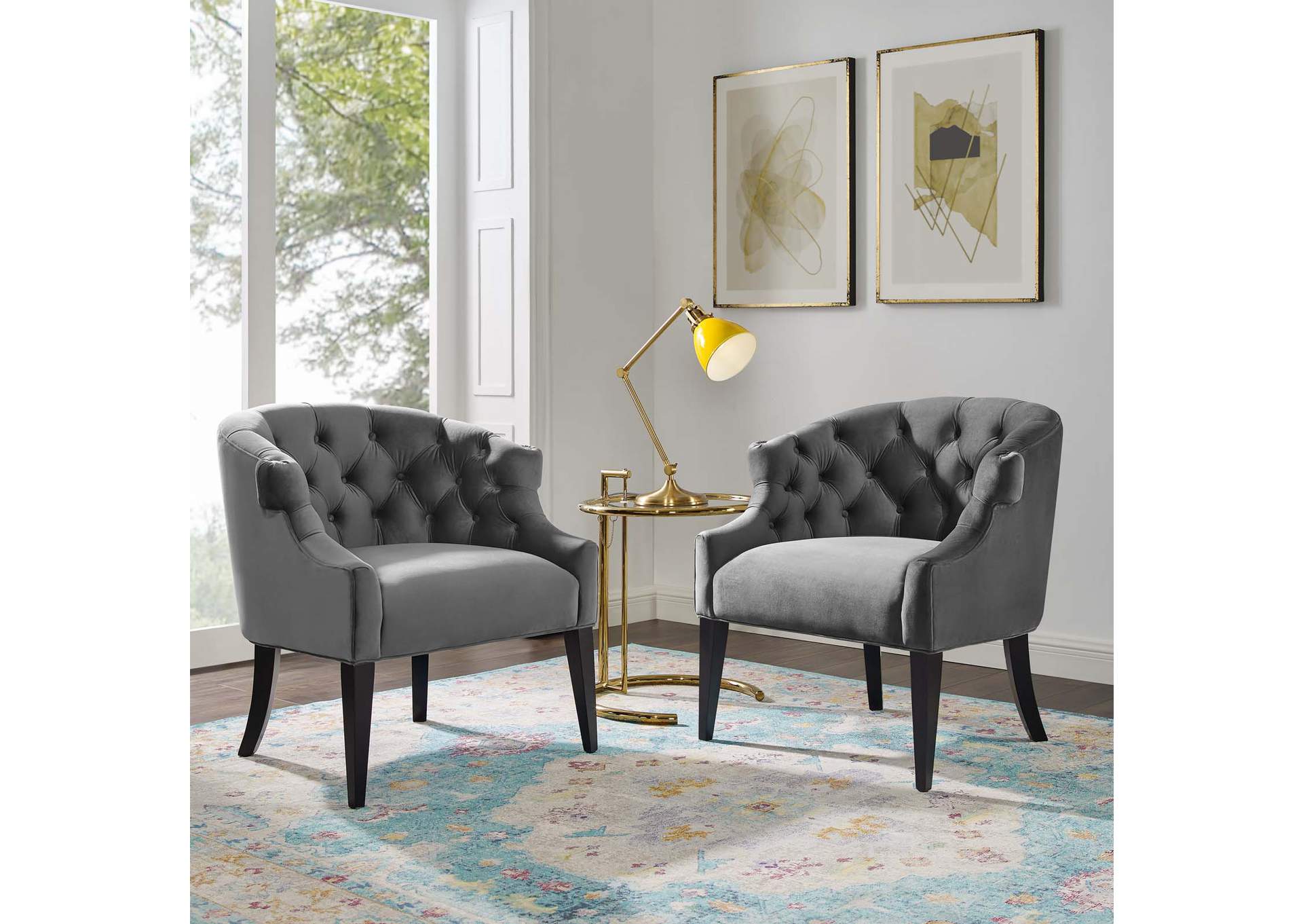 Gray Precept Arm Chair Performance Velvet [Set of 2],Modway