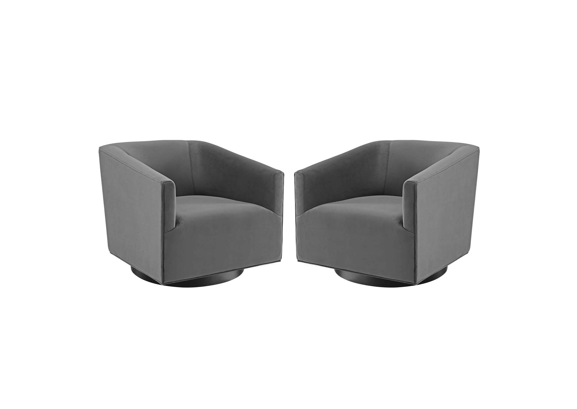 Gray Twist Swivel Chair Performance Velvet [Set of 2],Modway