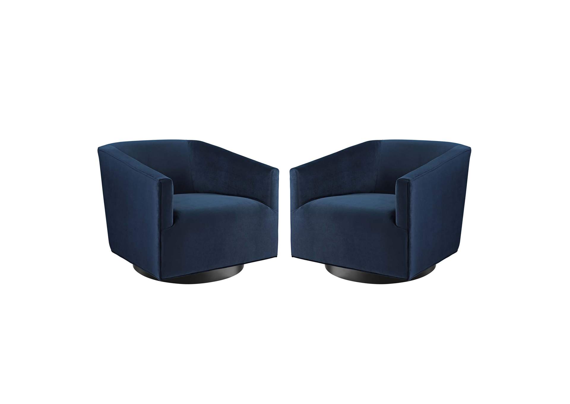 Midnight Blue Twist Swivel Chair Performance Velvet [Set of 2],Modway