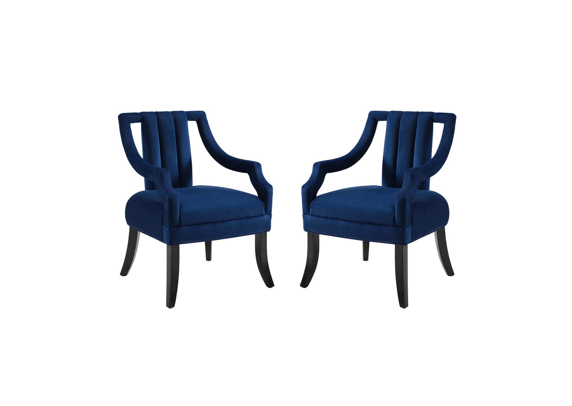 Navy Harken Accent Chair Performance Velvet [Set of 2],Modway