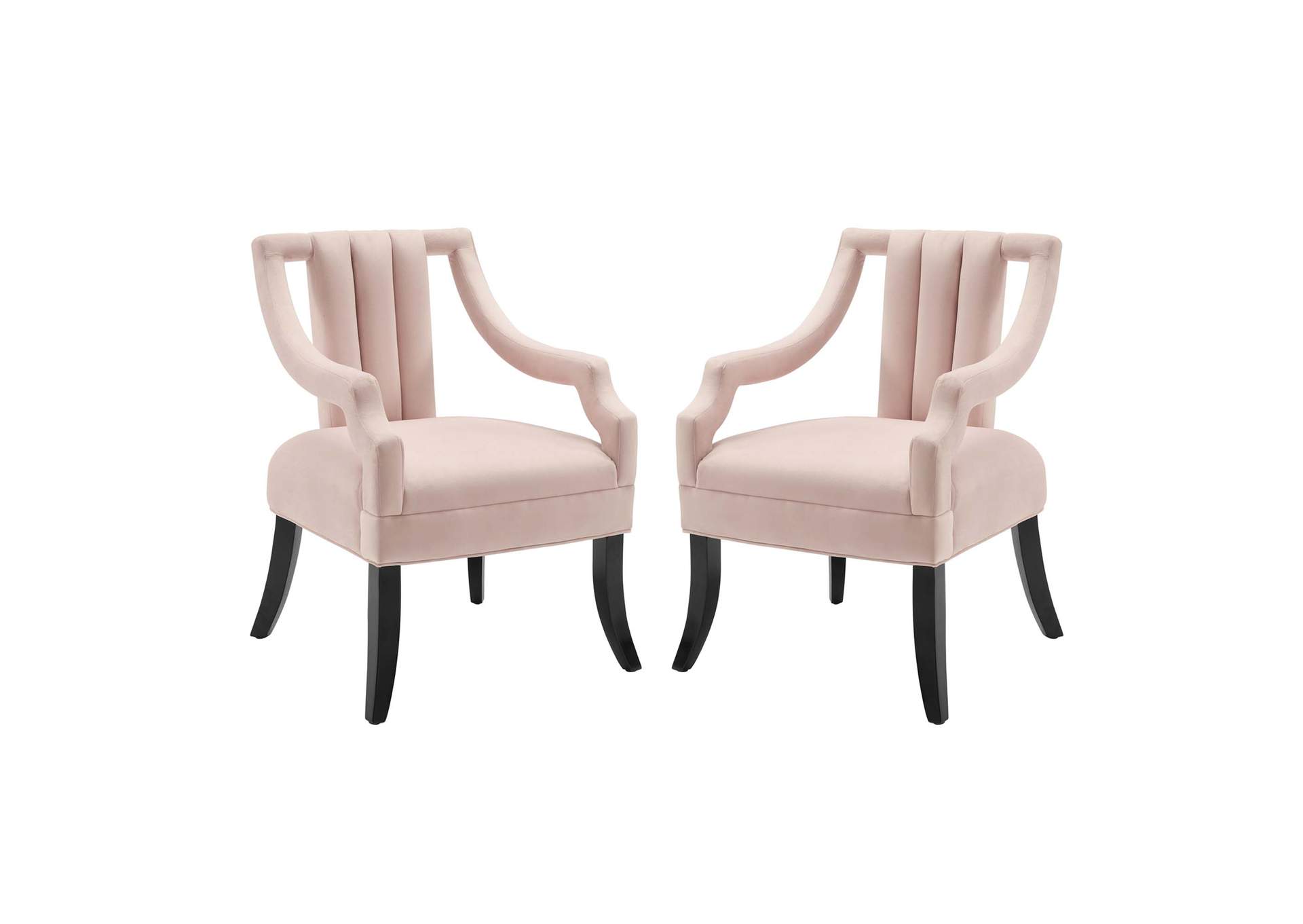 Pink Harken Accent Chair Performance Velvet [Set of 2],Modway