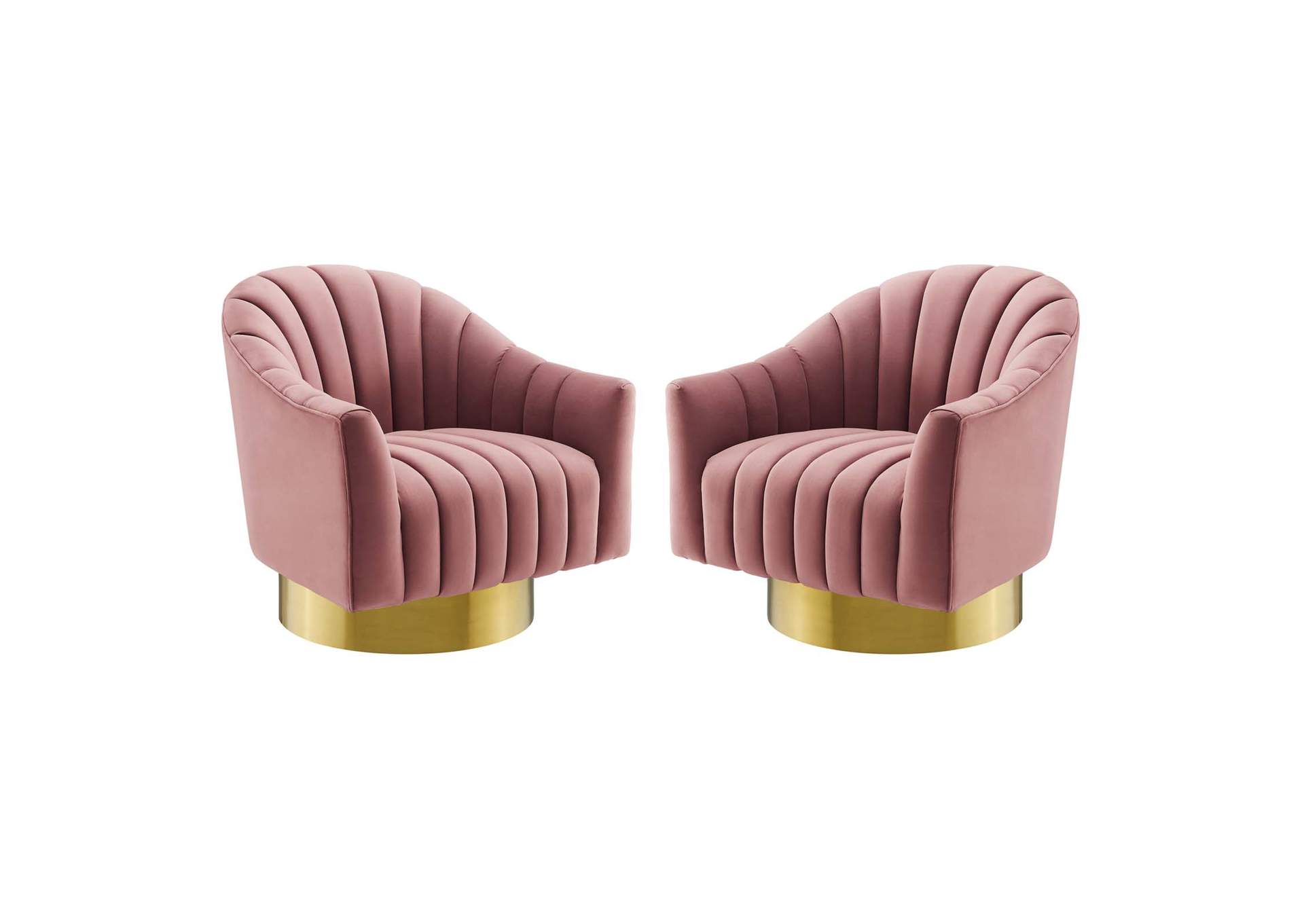 Dusty Rose Buoyant Swivel Chair Performance Velvet [Set of 2],Modway