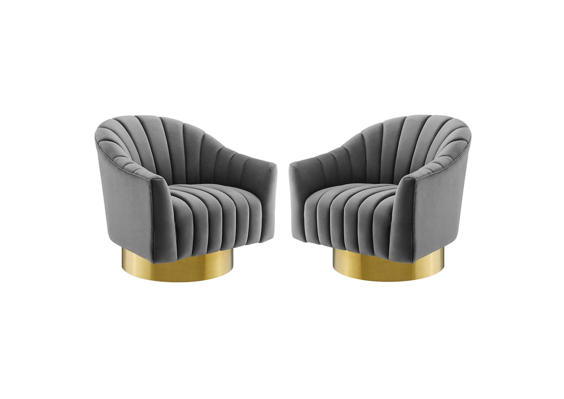 Gray Buoyant Swivel Chair Performance Velvet [Set of 2],Modway
