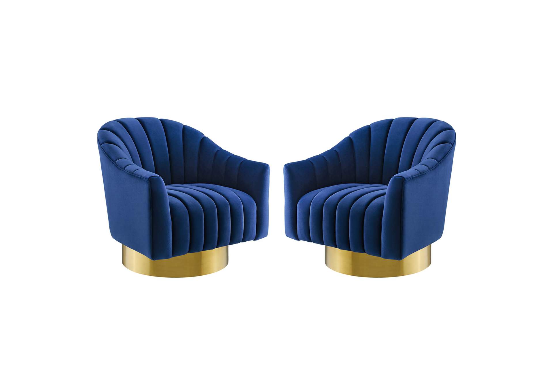 Navy Buoyant Swivel Chair Performance Velvet [Set of 2],Modway