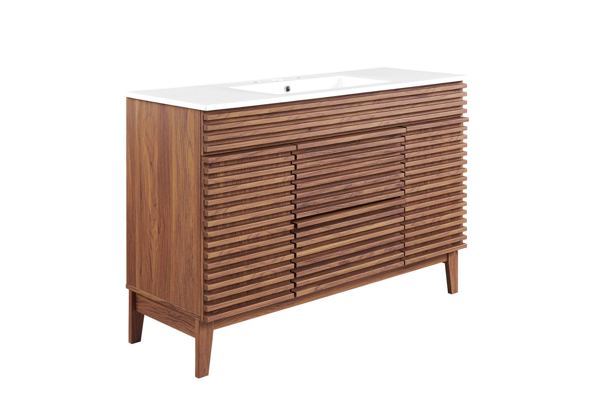 Walnut White Render 48" Single Sink Bathroom Vanity,Modway