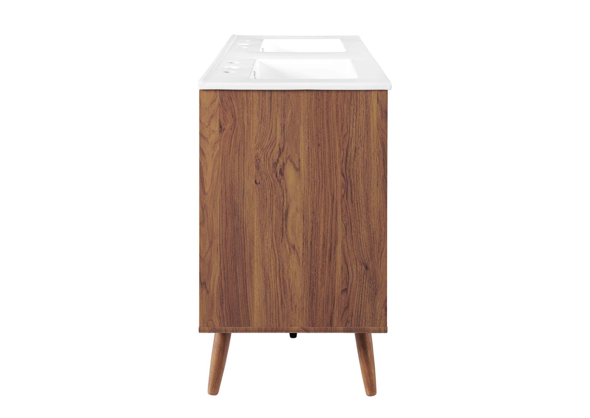 Walnut White Transmit 48" Double Sink Bathroom Vanity,Modway