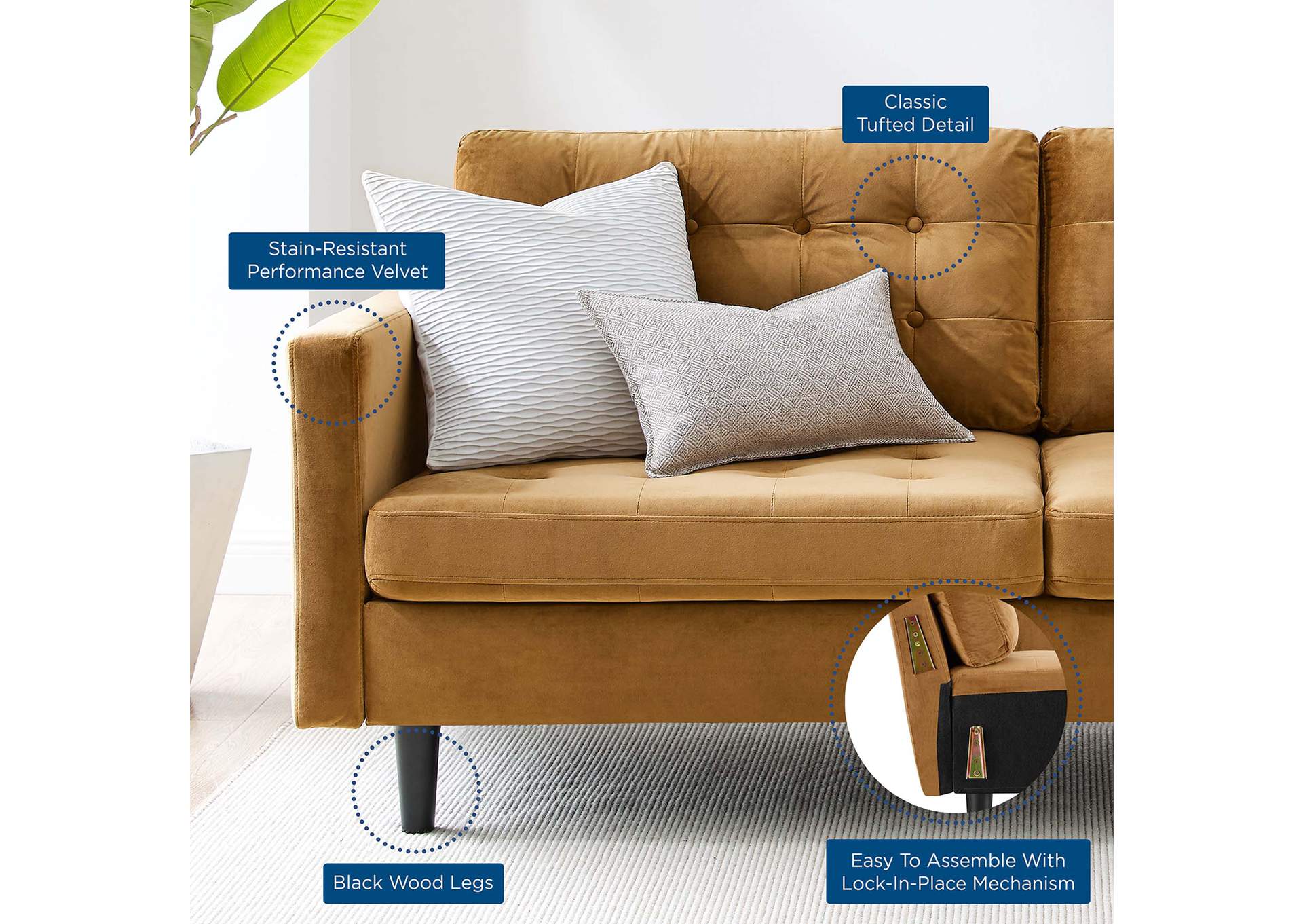 Exalt Tufted Performance Velvet Sofa,Modway