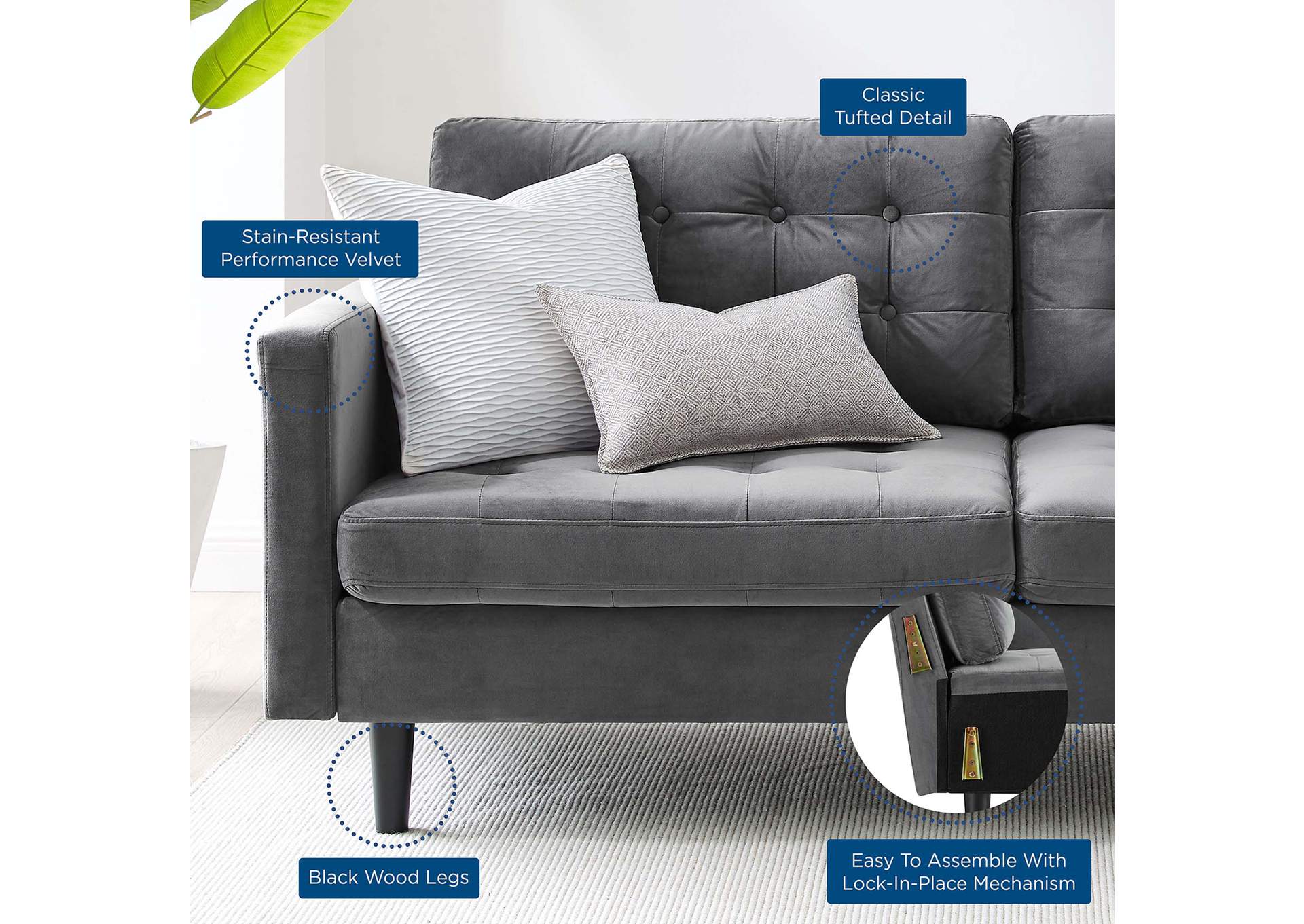 Exalt Tufted Performance Velvet Sofa,Modway