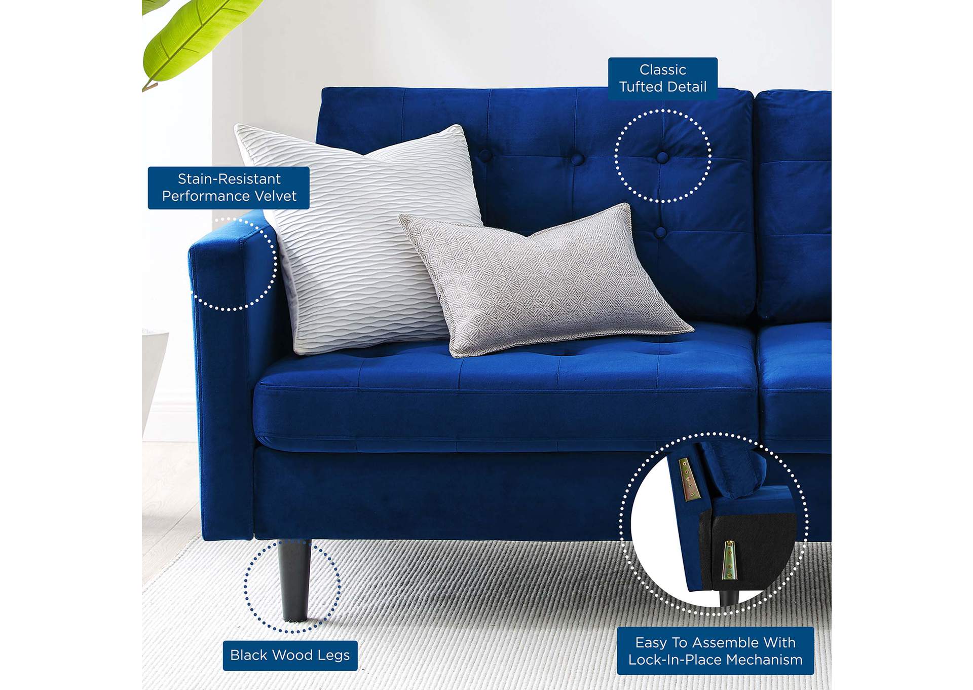 Exalt Tufted Performance Velvet Sofa,Modway