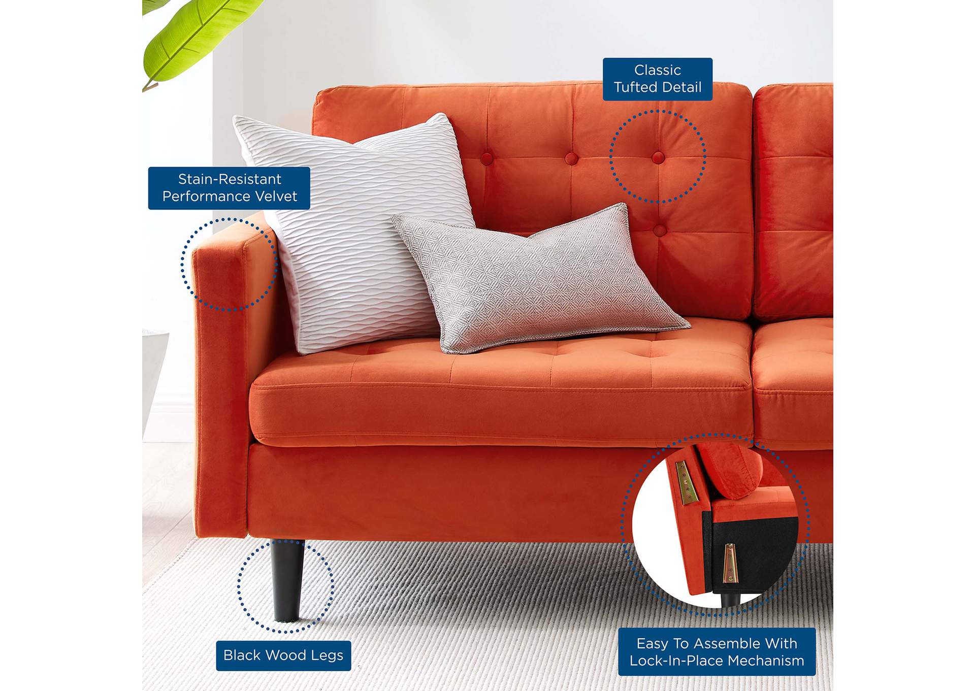 Exalt Tufted Performance Velvet Sofa,Modway