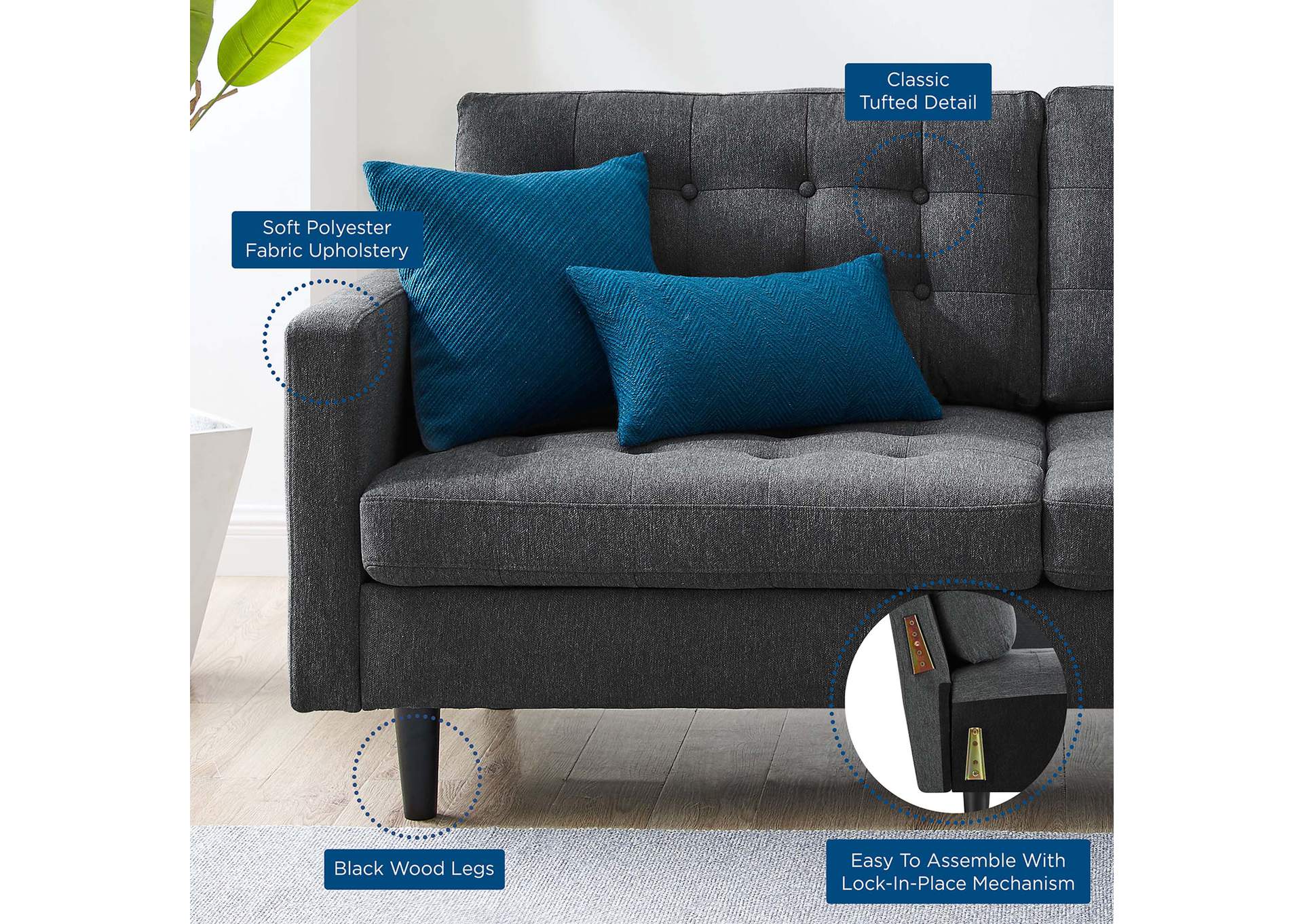 Exalt Tufted Fabric Sofa,Modway