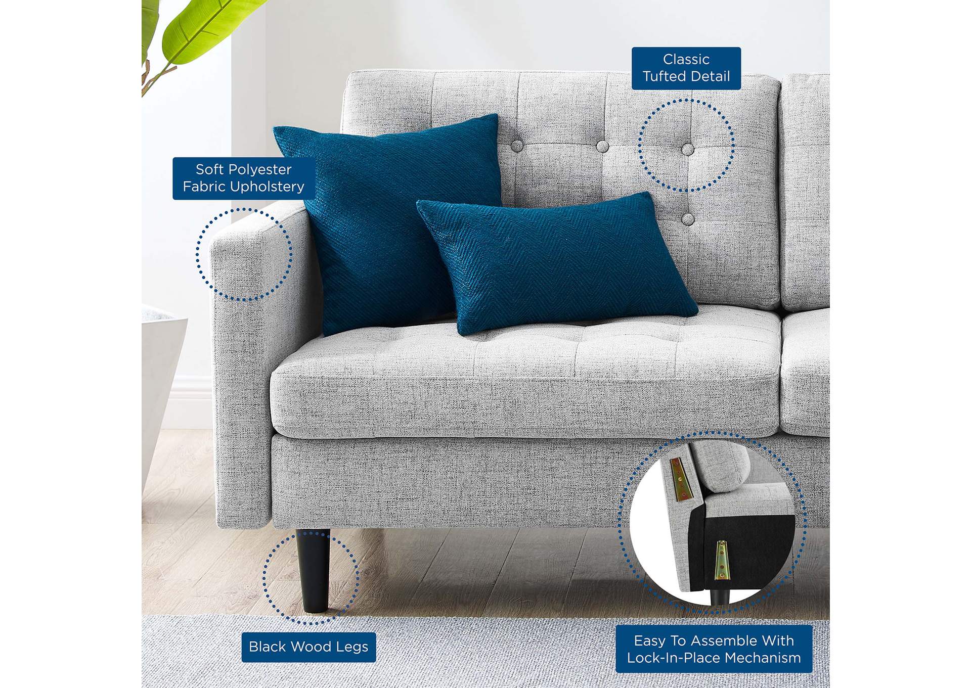 Exalt Tufted Fabric Sofa,Modway