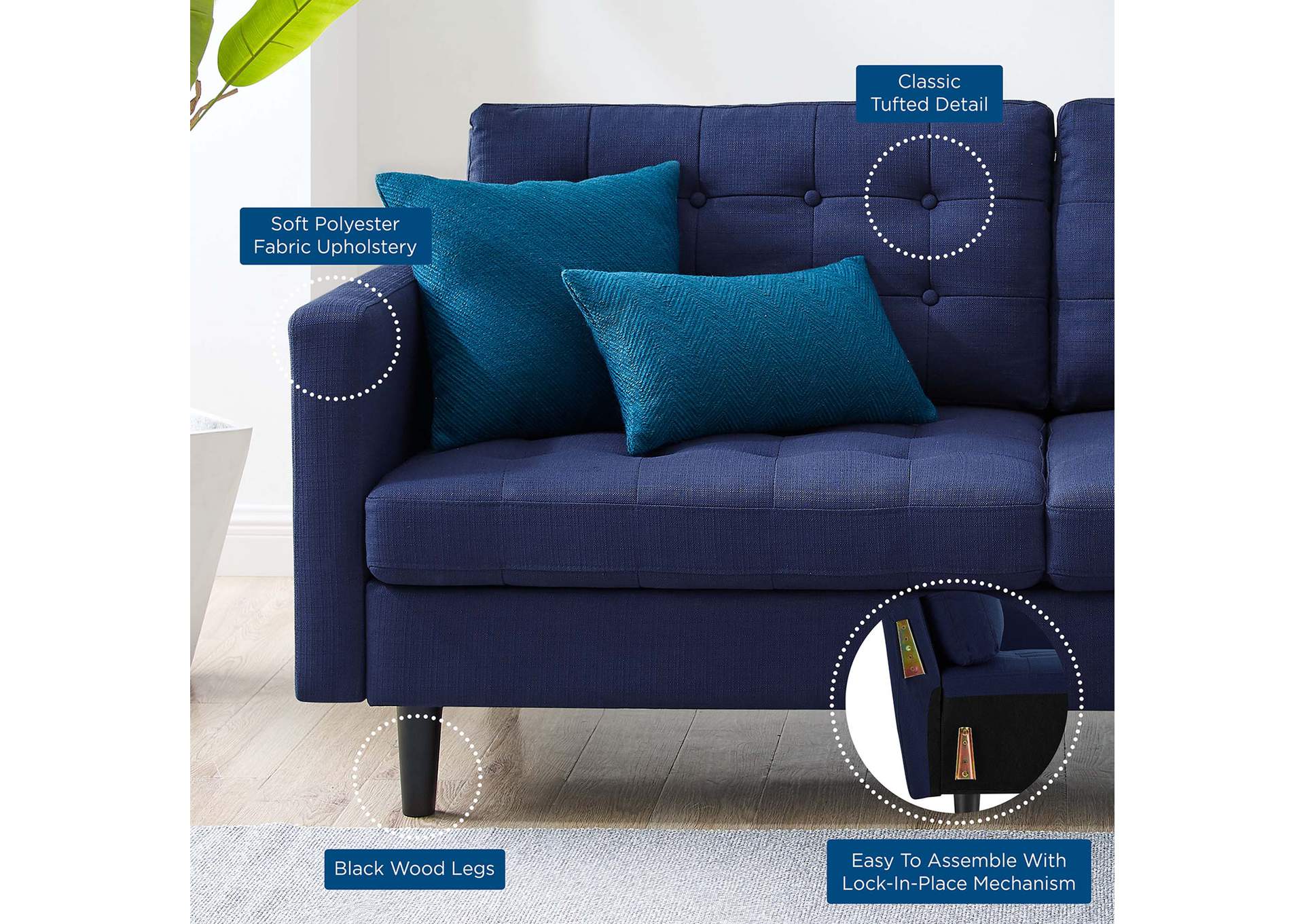 Exalt Tufted Fabric Sofa,Modway