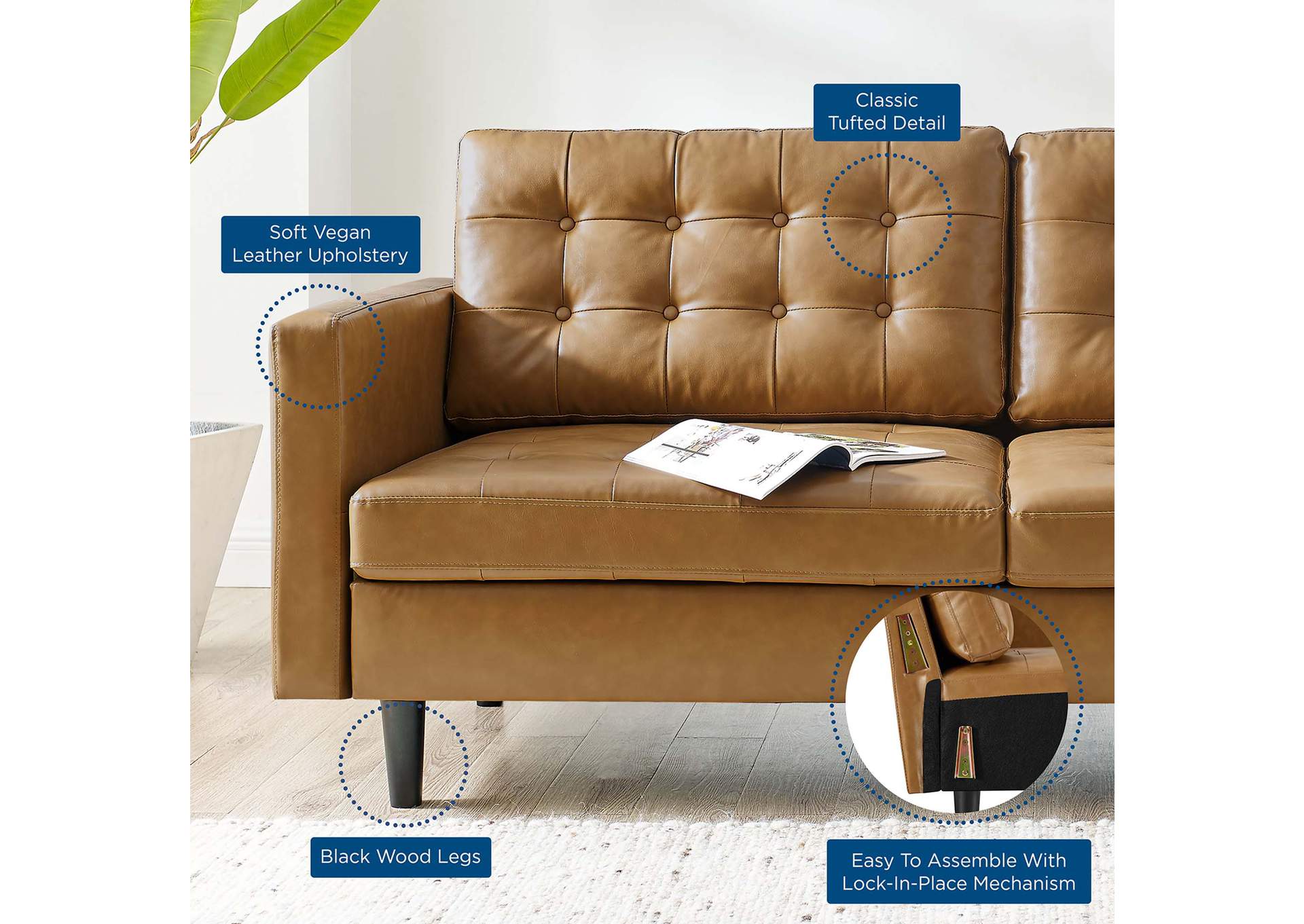 Exalt Tufted Vegan Leather Sofa,Modway