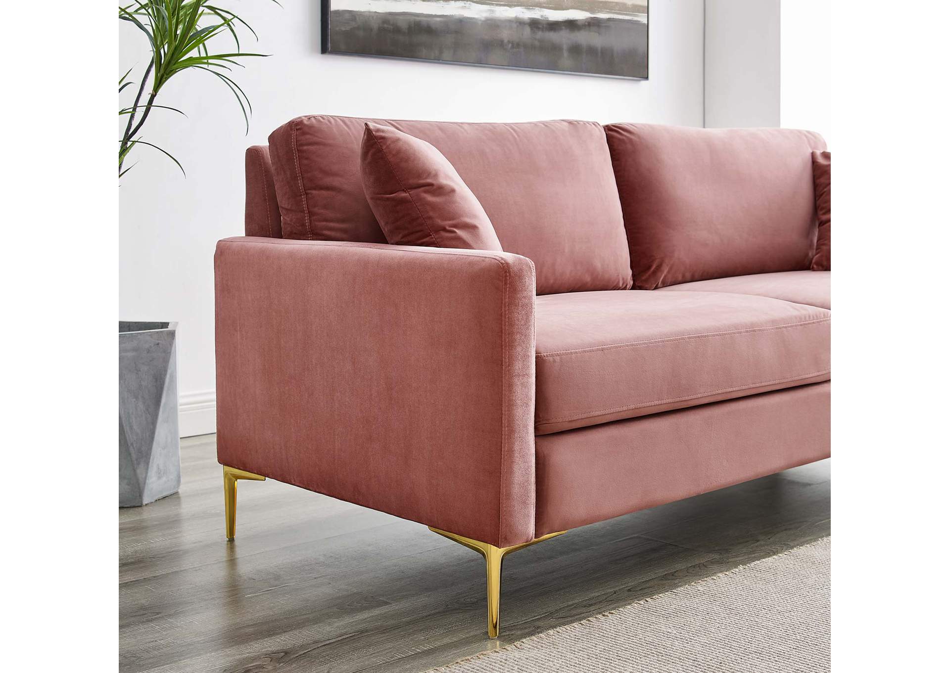 Dusty Rose Juliana Performance Velvet Sofa,Modway