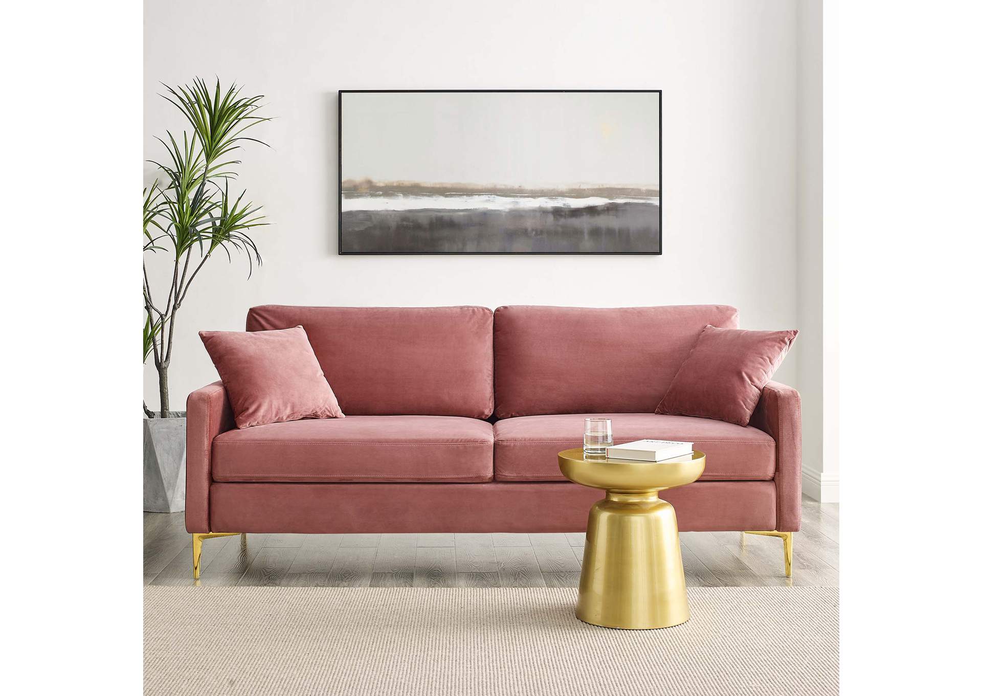 Dusty Rose Juliana Performance Velvet Sofa,Modway