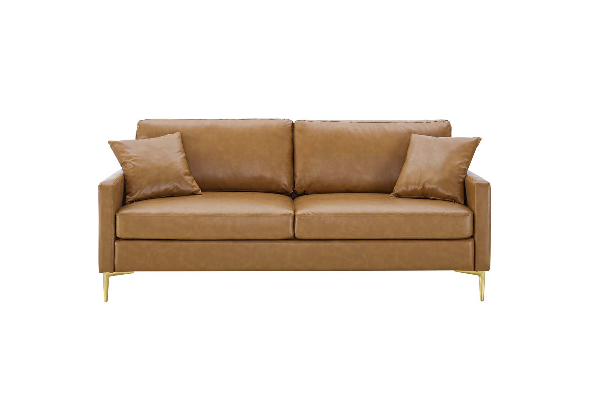 Tan Juliana Vegan Leather Sofa,Modway