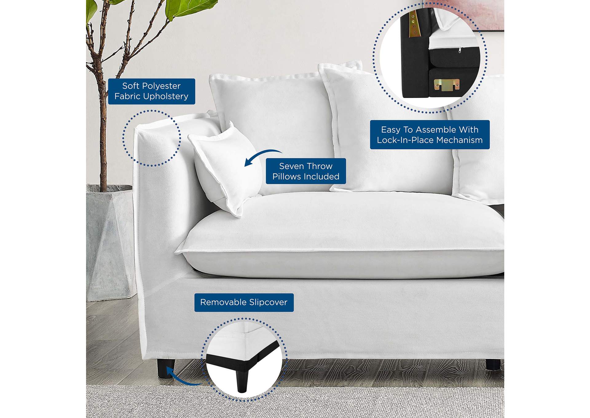 White Avalon Slipcover Fabric Sofa,Modway