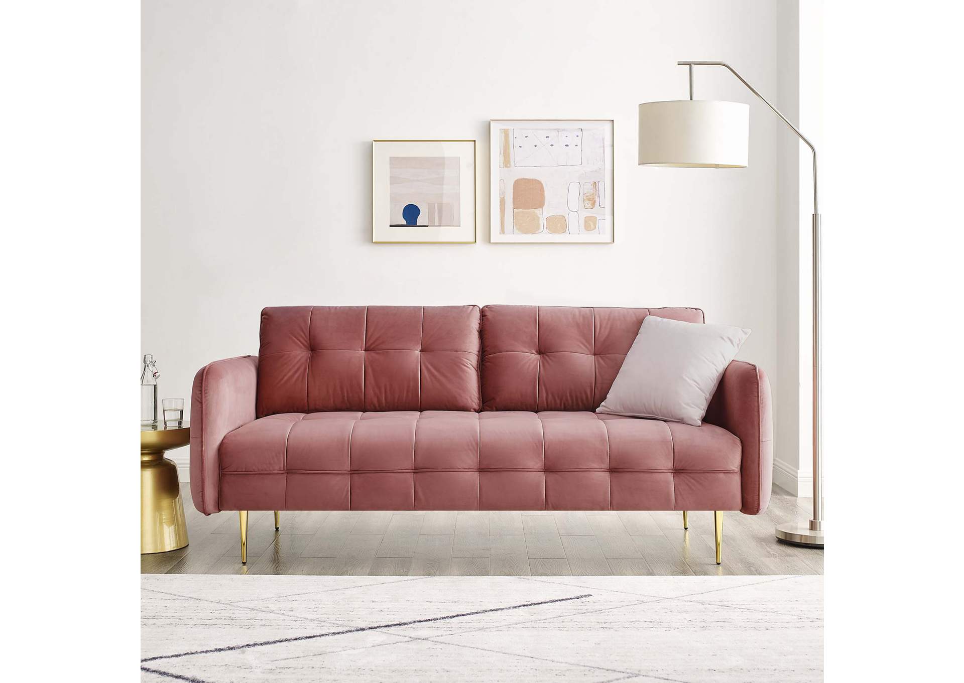 Dusty Rose Cameron Tufted Performance Velvet Sofa,Modway