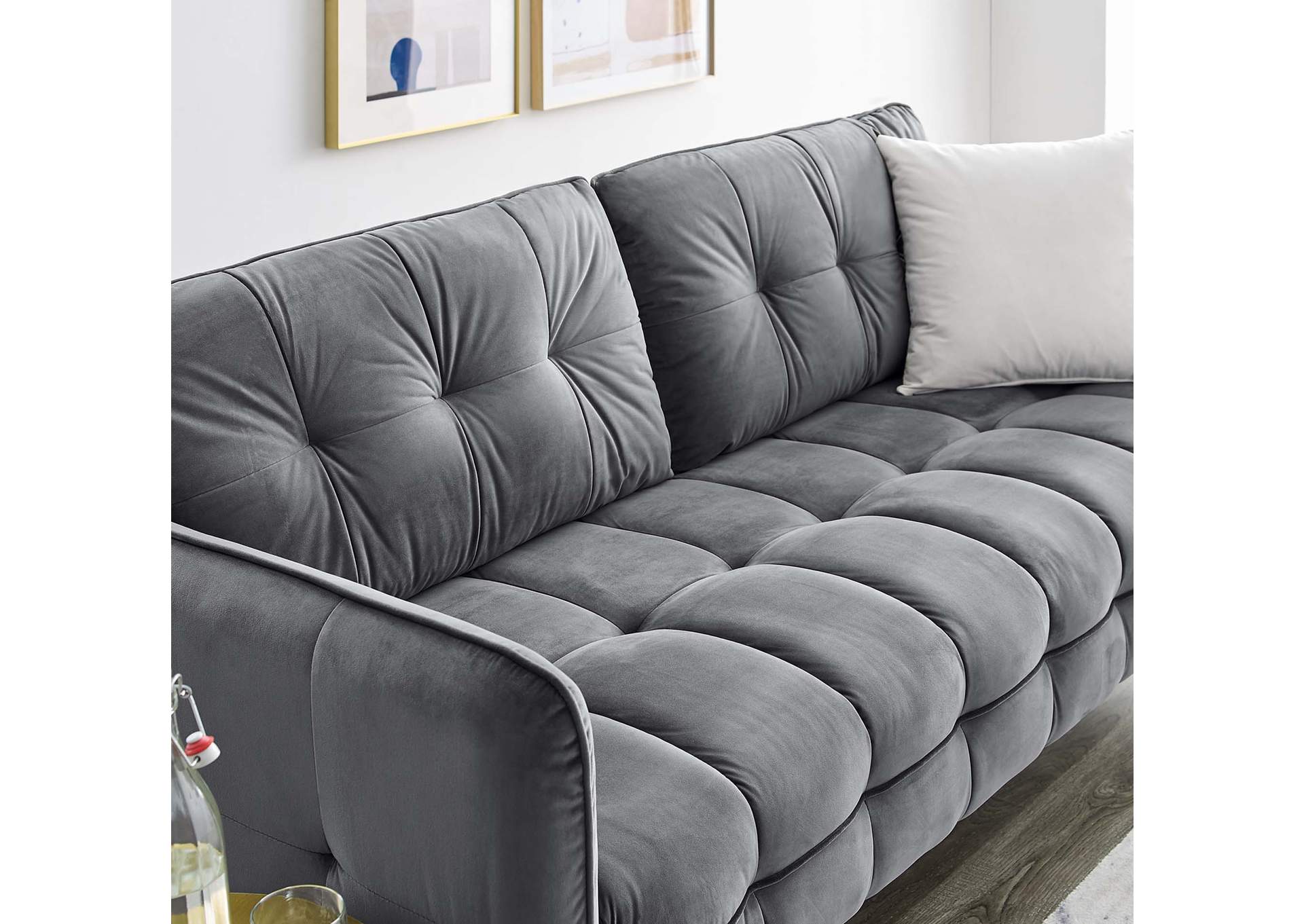 Gray Cameron Tufted Performance Velvet Sofa,Modway