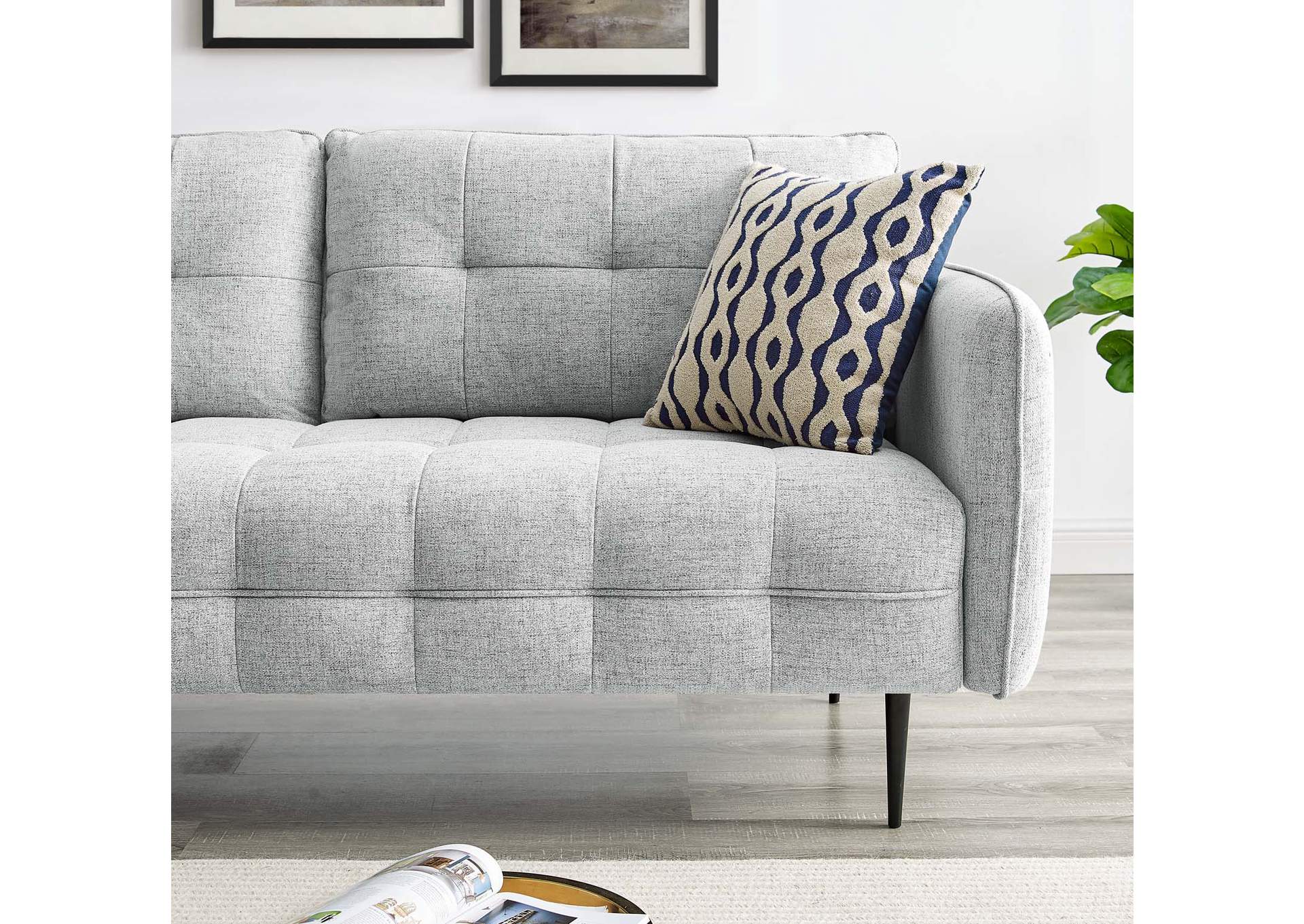 Light Gray Cameron Tufted Fabric Sofa,Modway