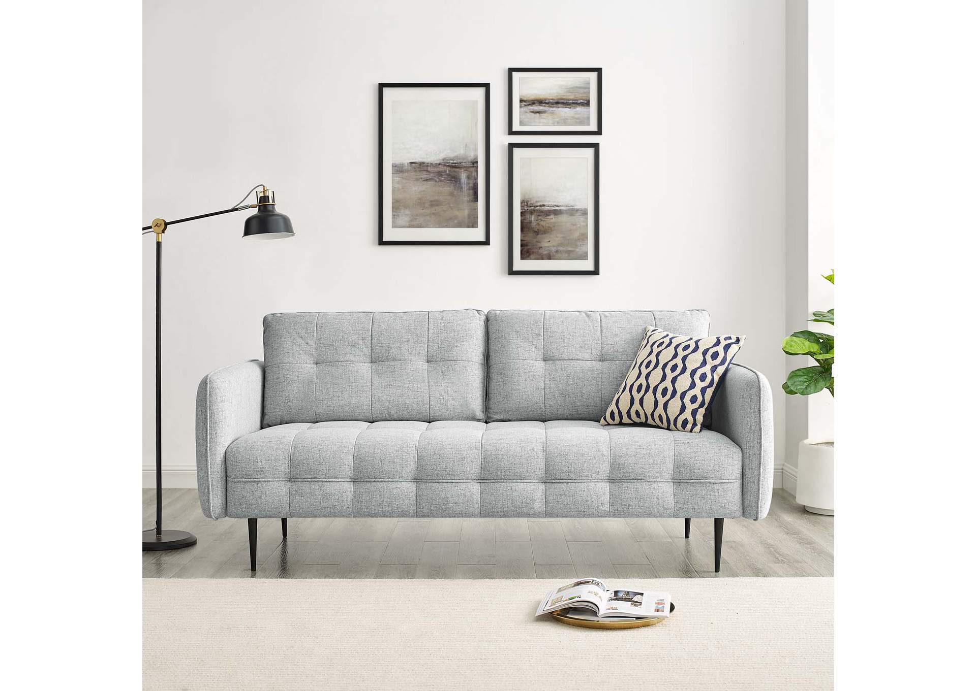 Light Gray Cameron Tufted Fabric Sofa,Modway