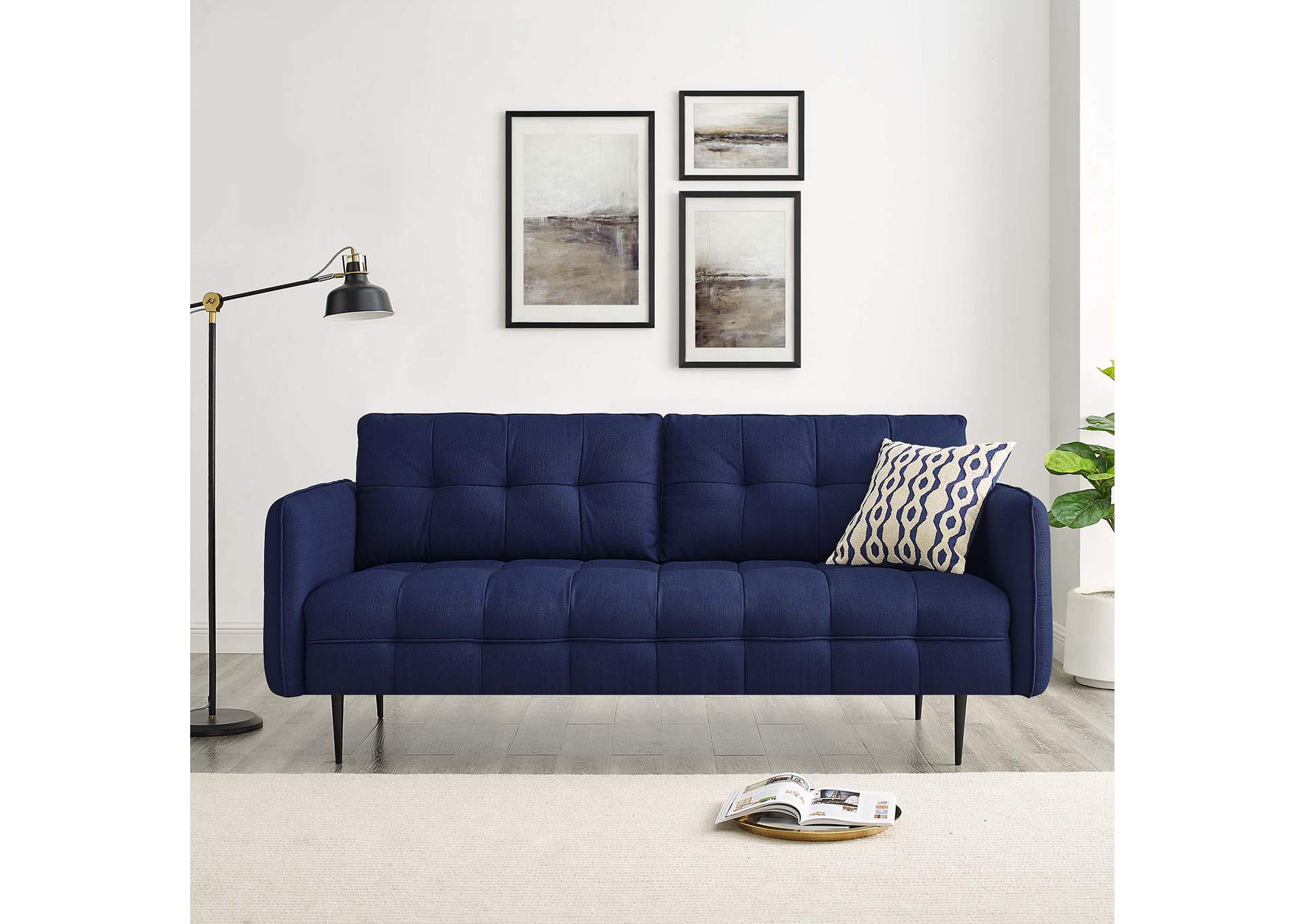 Royal Blue Cameron Tufted Fabric Sofa,Modway