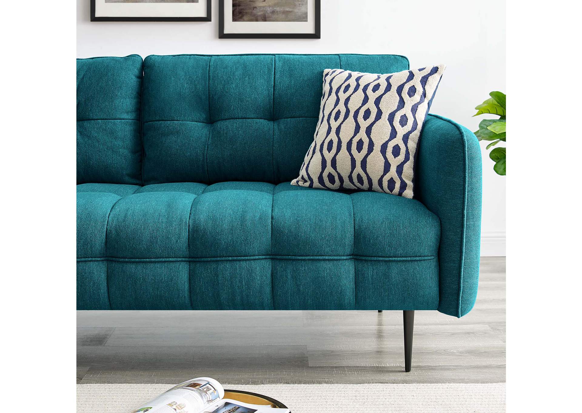 Teal Cameron Tufted Fabric Sofa,Modway