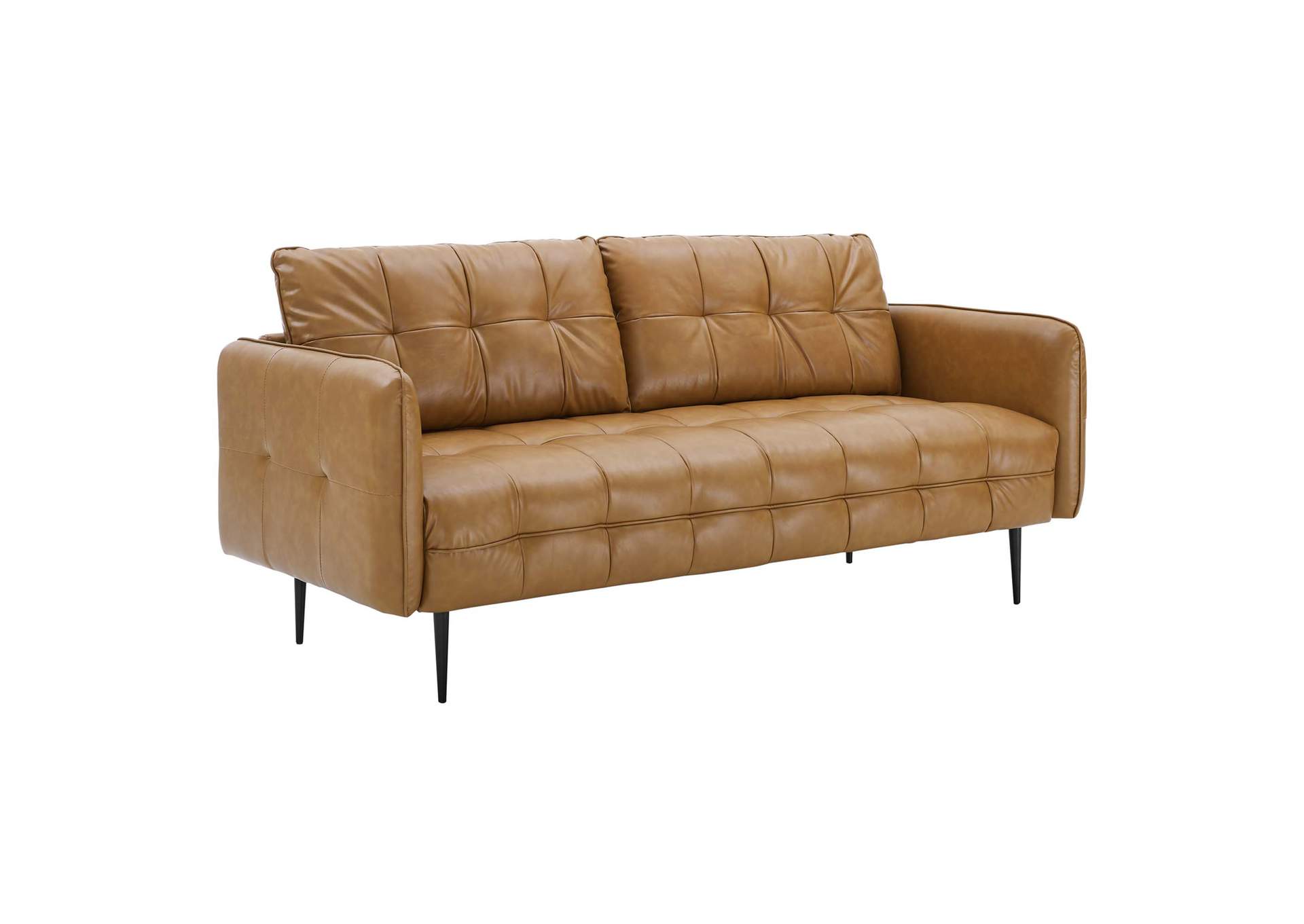 Tan Cameron Tufted Vegan Leather Sofa,Modway