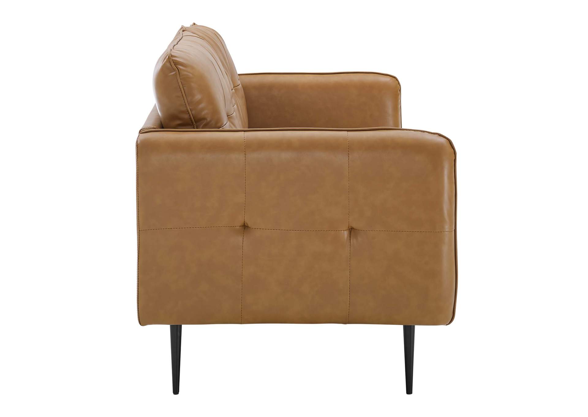 Tan Cameron Tufted Vegan Leather Sofa,Modway