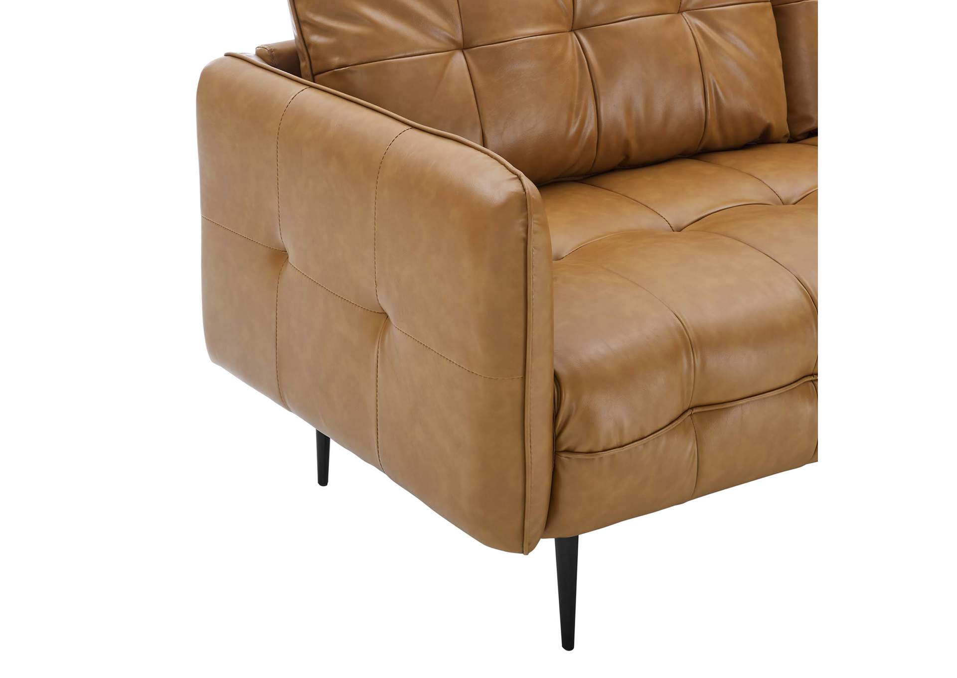 Tan Cameron Tufted Vegan Leather Sofa,Modway