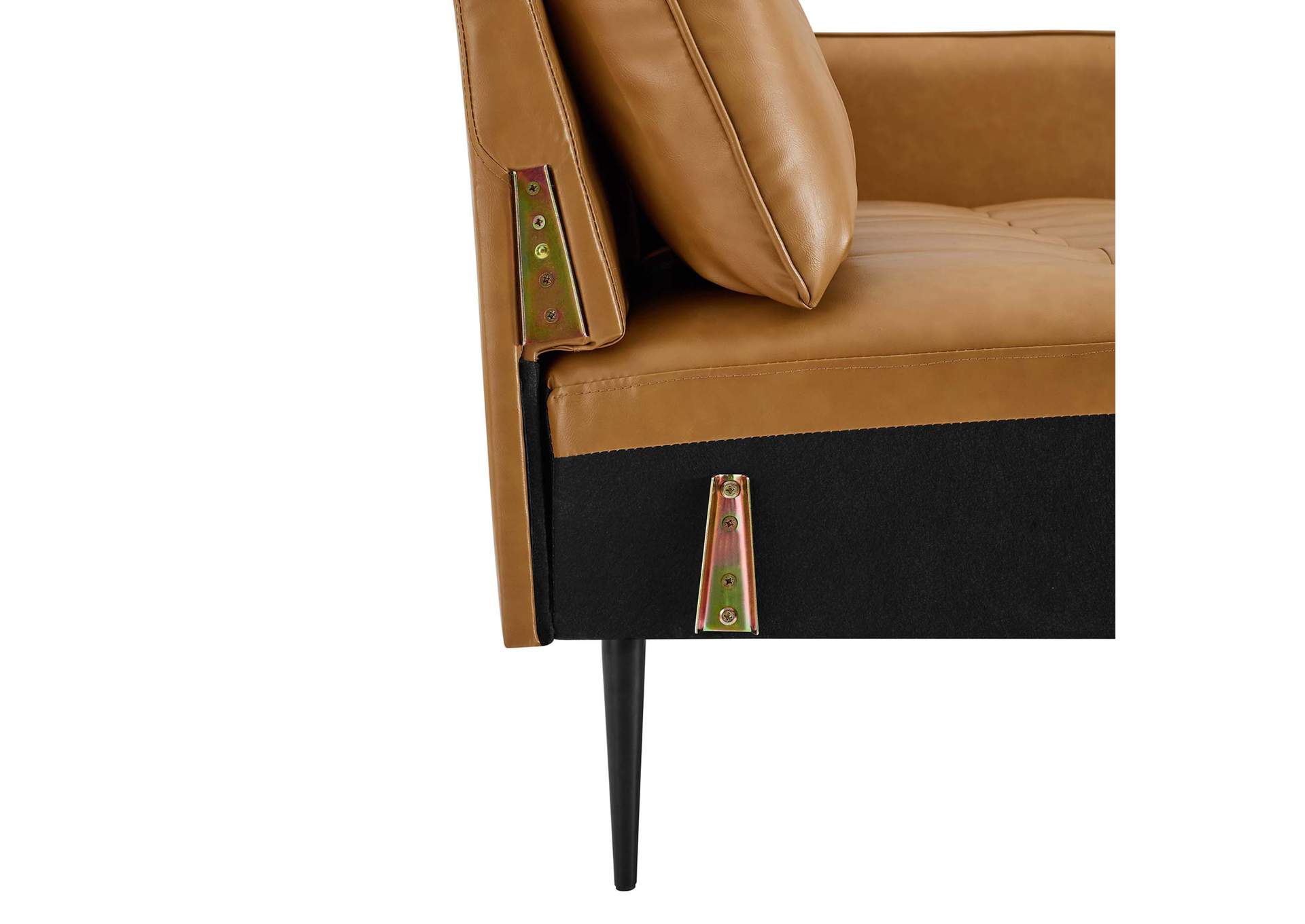 Tan Cameron Tufted Vegan Leather Sofa,Modway