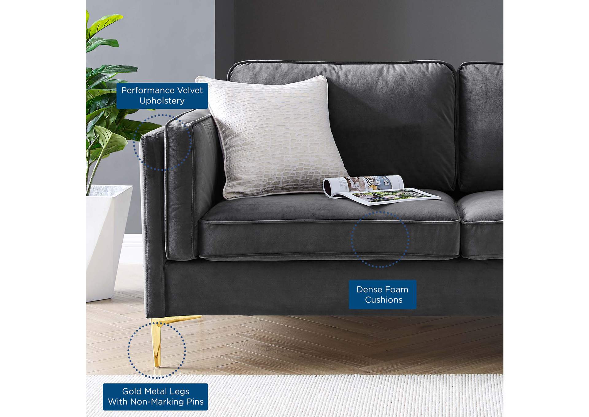 Kaiya Performance Velvet Sofa,Modway