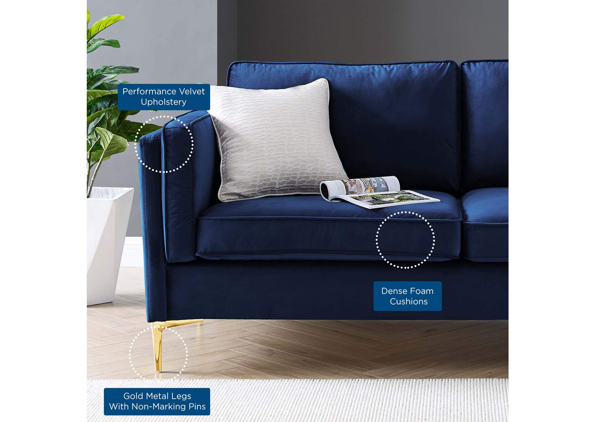 Kaiya Performance Velvet Sofa,Modway