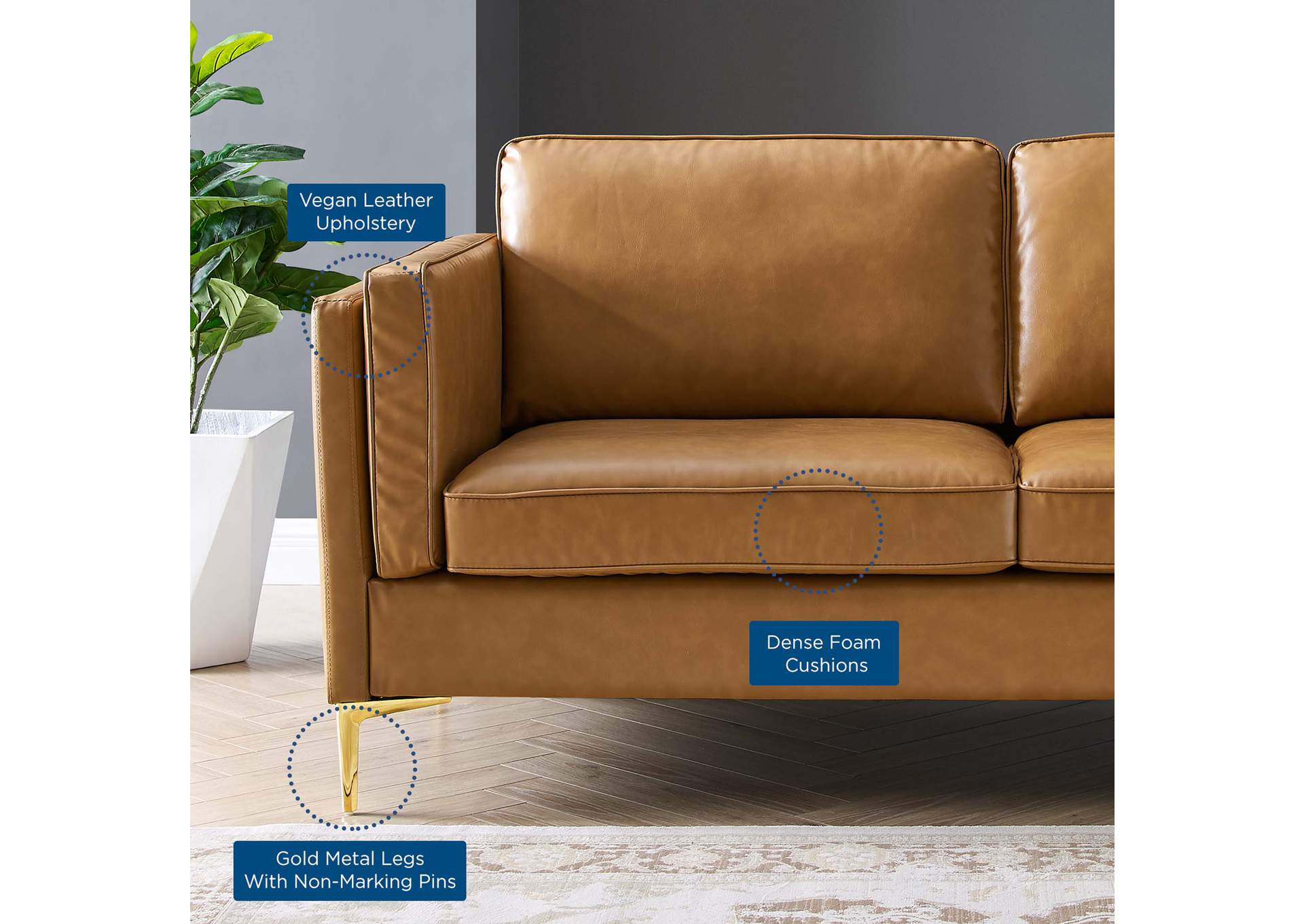 Kaiya Vegan Leather Sofa,Modway