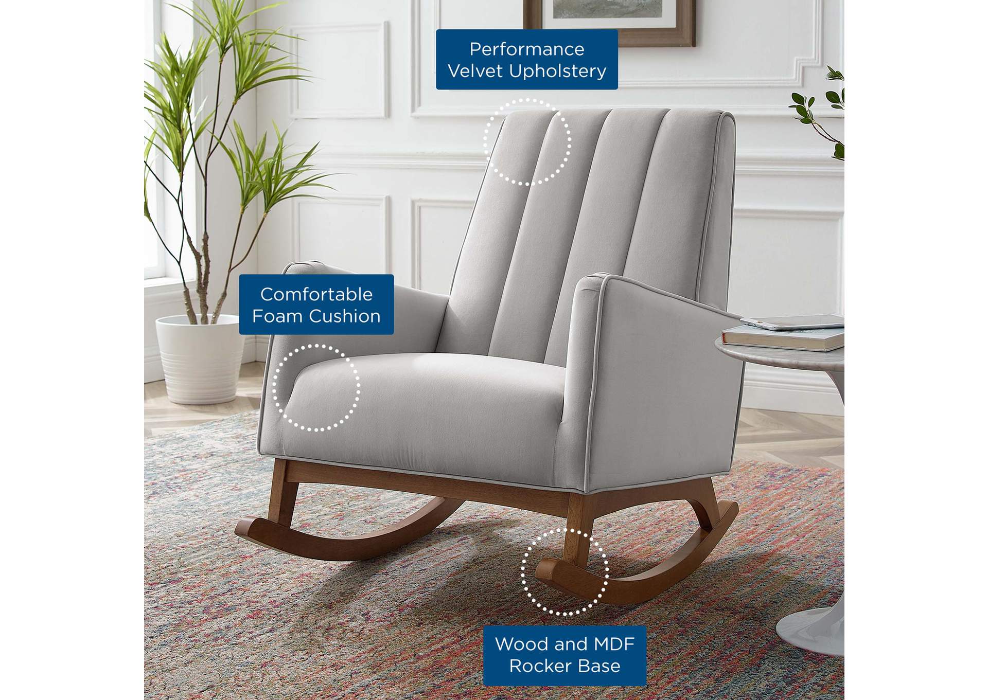 Sway Performance Velvet Rocking Chair,Modway