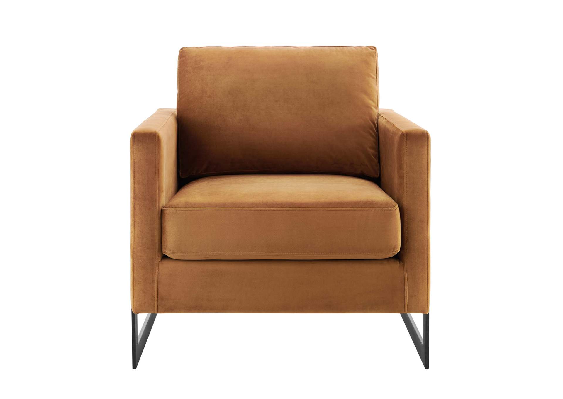 Black Cognac Posse Performance Velvet Accent Chair,Modway