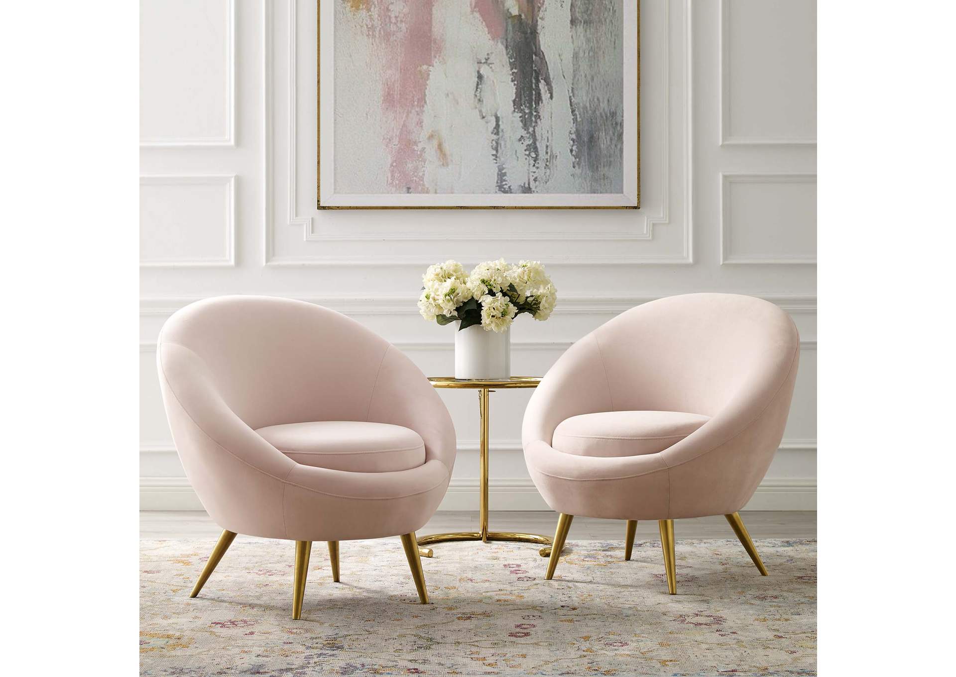 Pink Circuit Accent Chair Performance Velvet [Set of 2],Modway