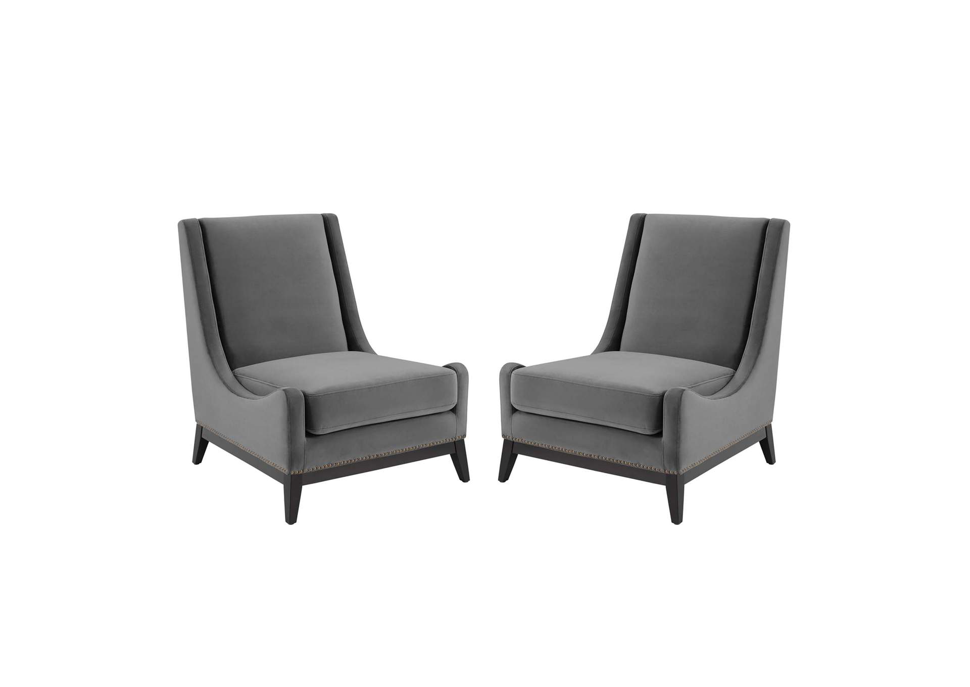 Gray Confident Lounge Chair Upholstered Performance Velvet [Set of 2],Modway