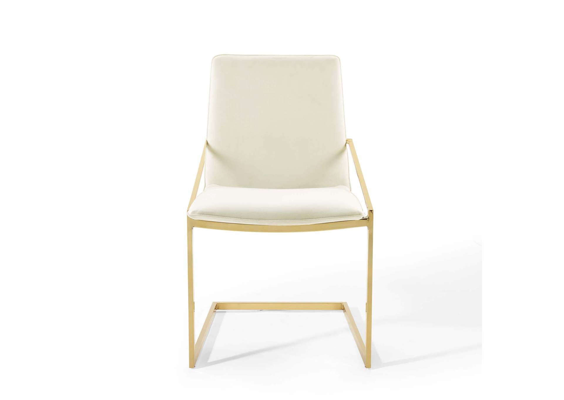 Gold Ivory Pitch Arm Dining Chair Performance Velvet [Set of 2],Modway