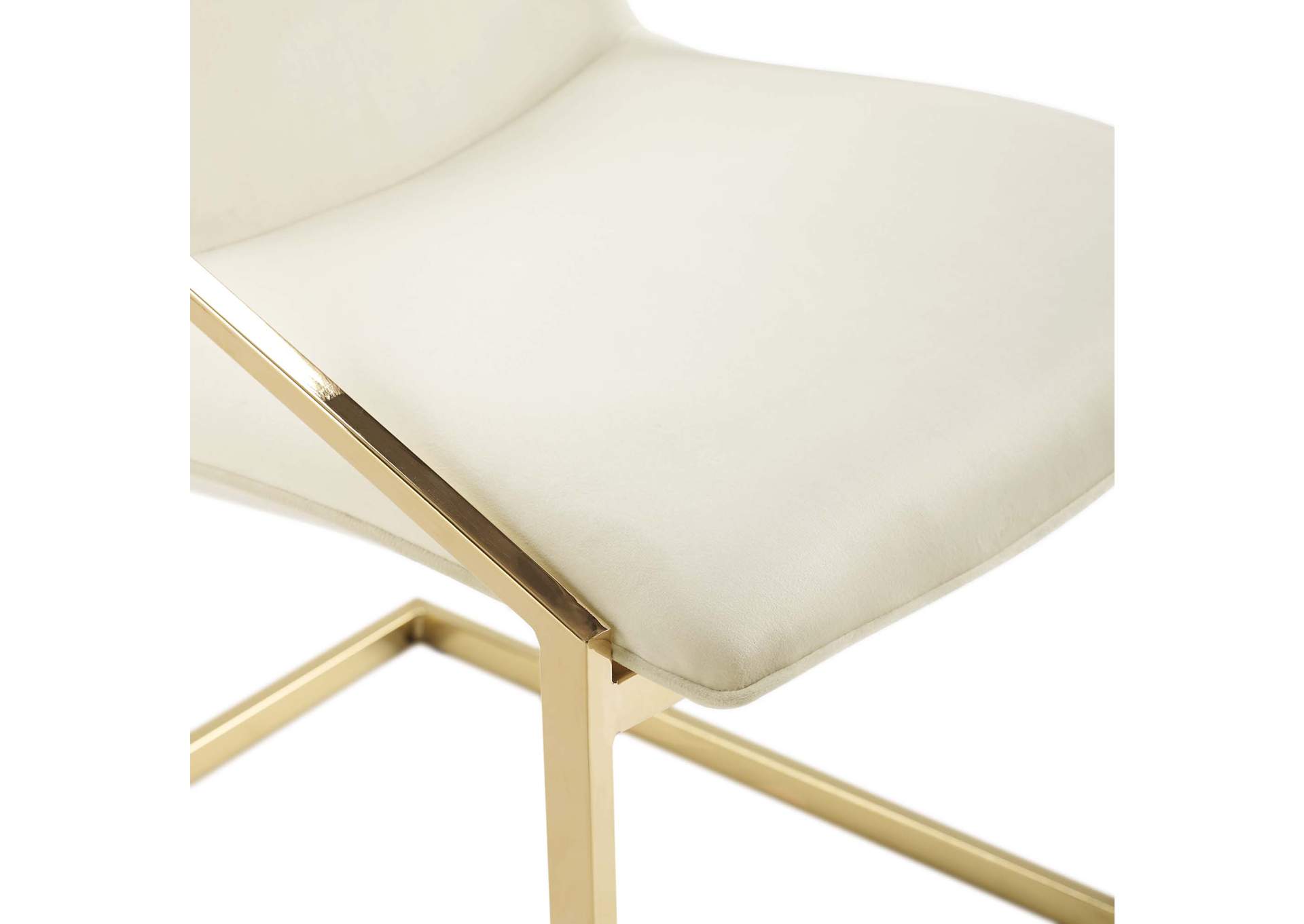 Gold Ivory Pitch Arm Dining Chair Performance Velvet [Set of 2],Modway