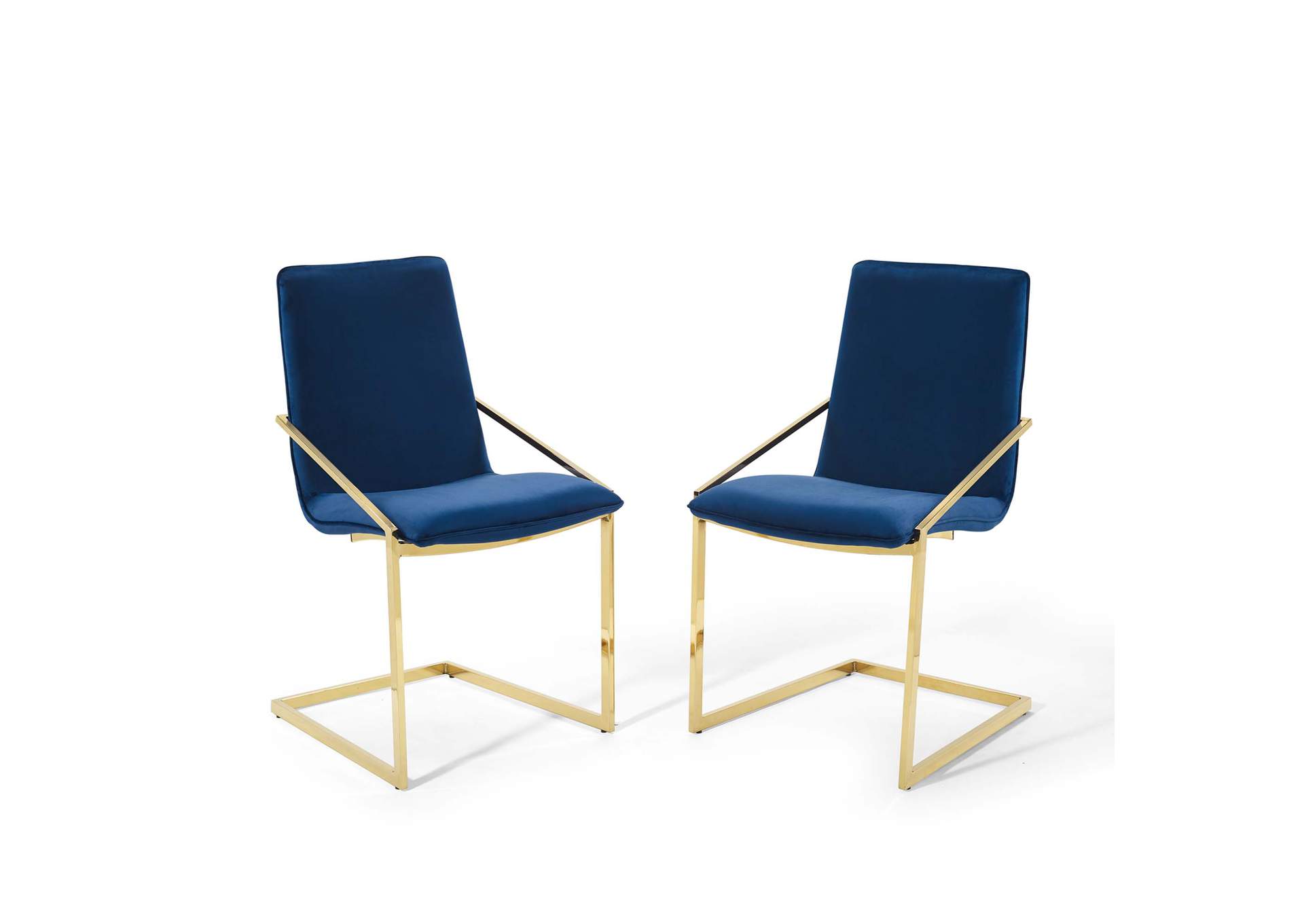 Gold Navy Pitch Arm Dining Chair Performance Velvet [Set of 2],Modway