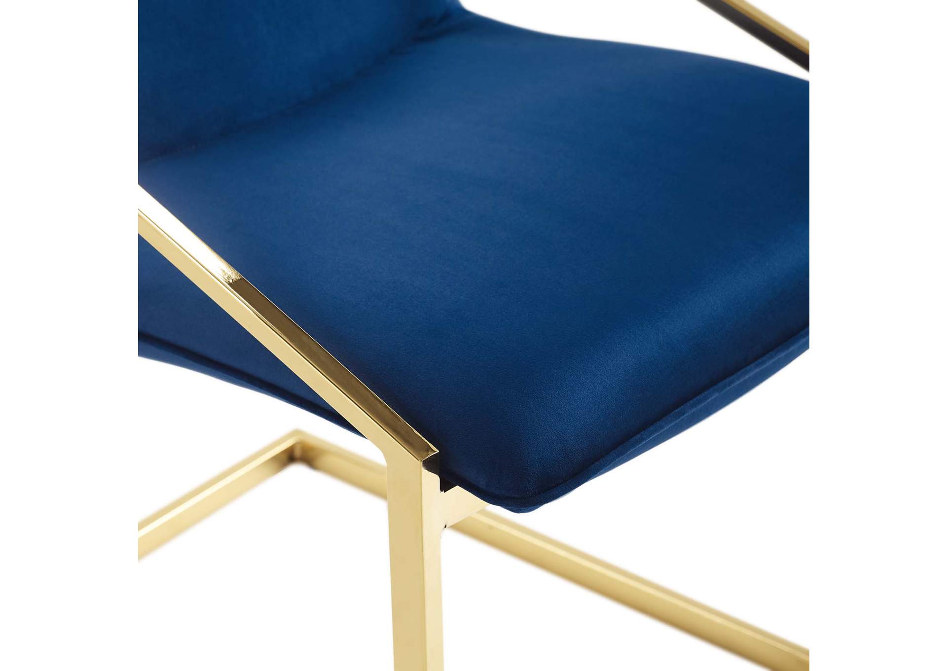 Gold Navy Pitch Arm Dining Chair Performance Velvet [Set of 2],Modway