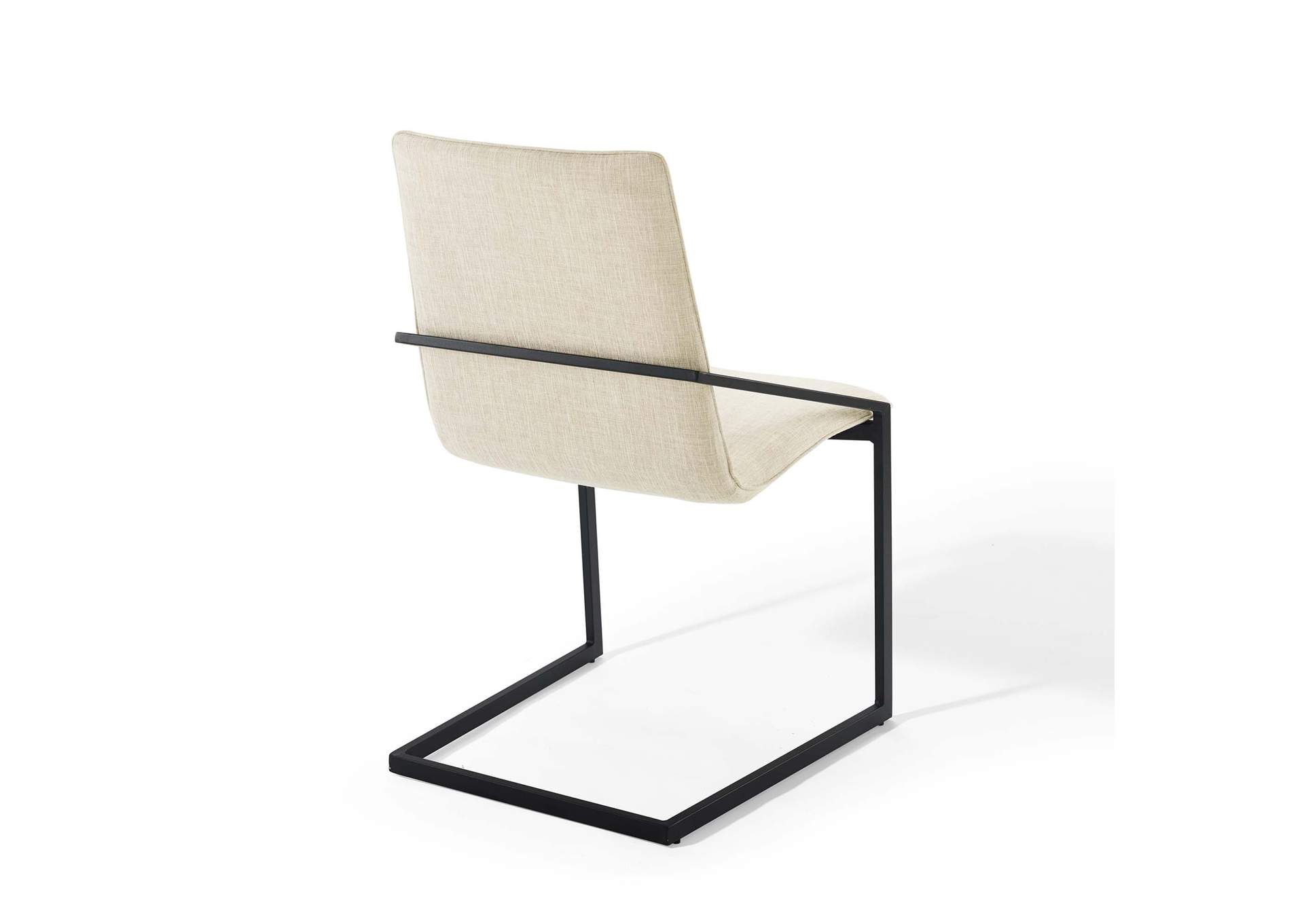 Black Beige Pitch Arm Dining Chair Upholstered Fabric [Set of 2],Modway