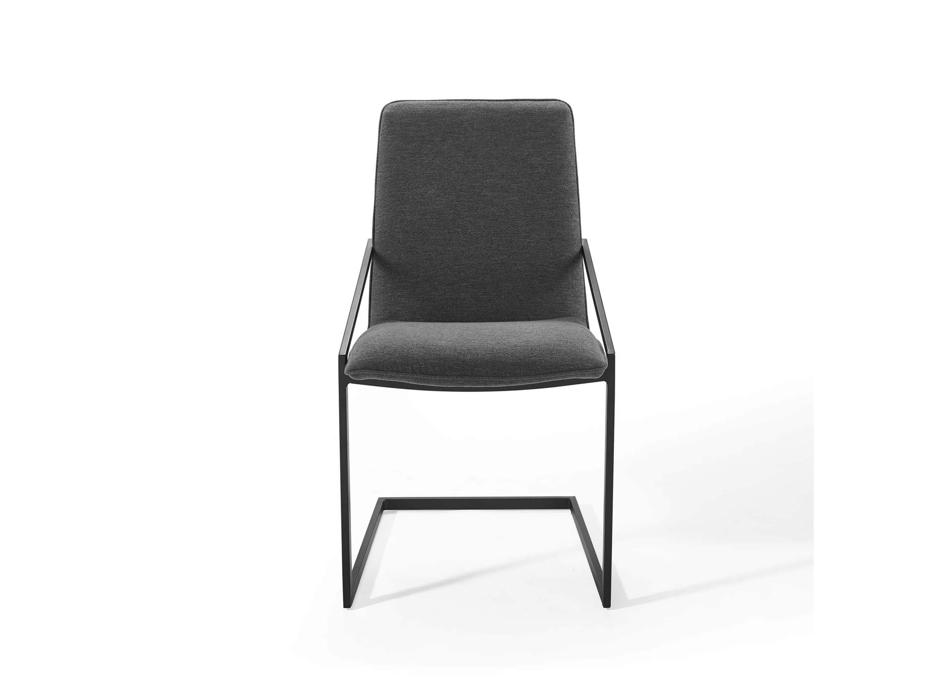 Black Charcoal Pitch Arm Dining Chair Upholstered Fabric [Set of 2],Modway