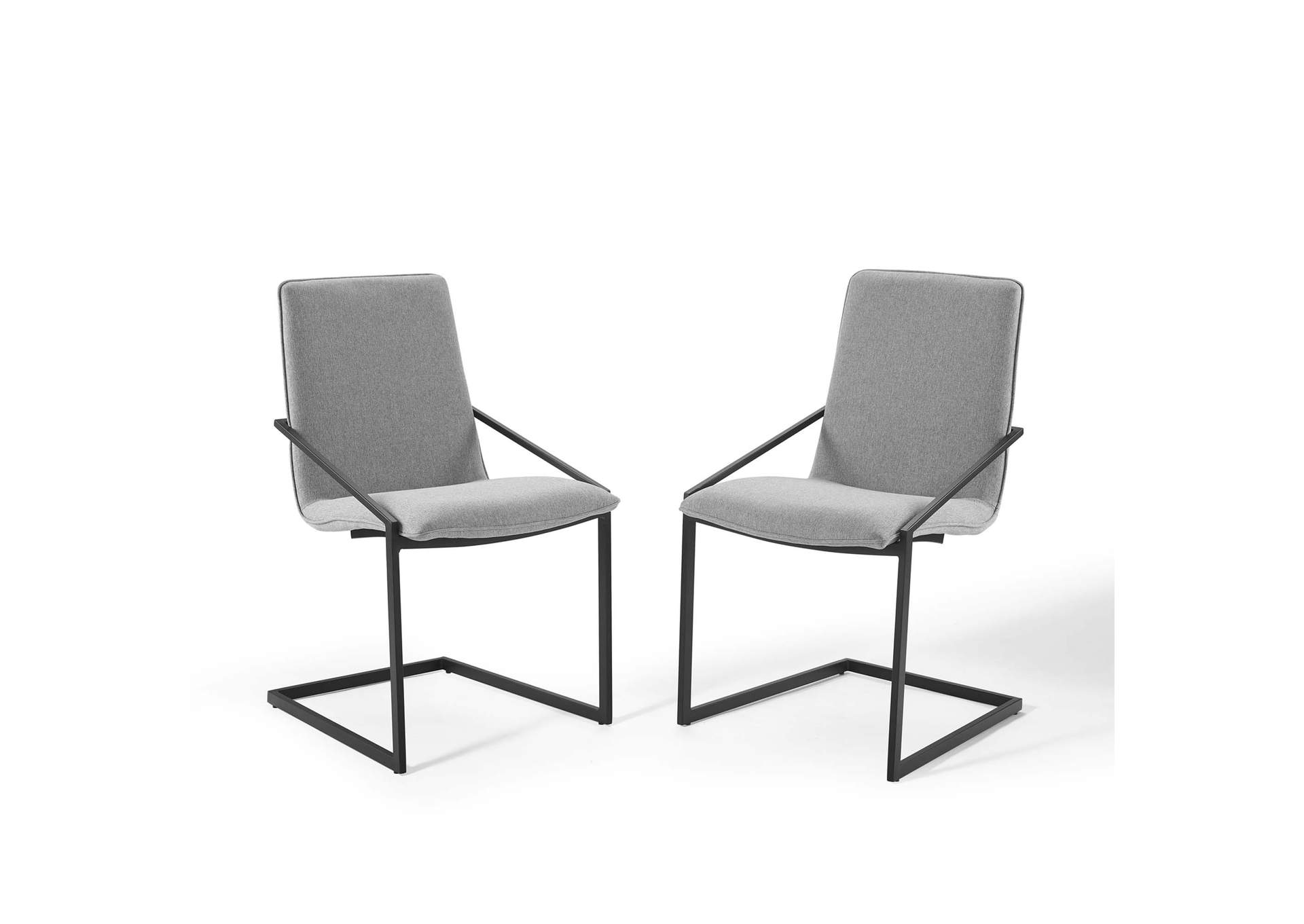 Black Light Gray Pitch Arm Dining Chair Upholstered Fabric [Set of 2],Modway