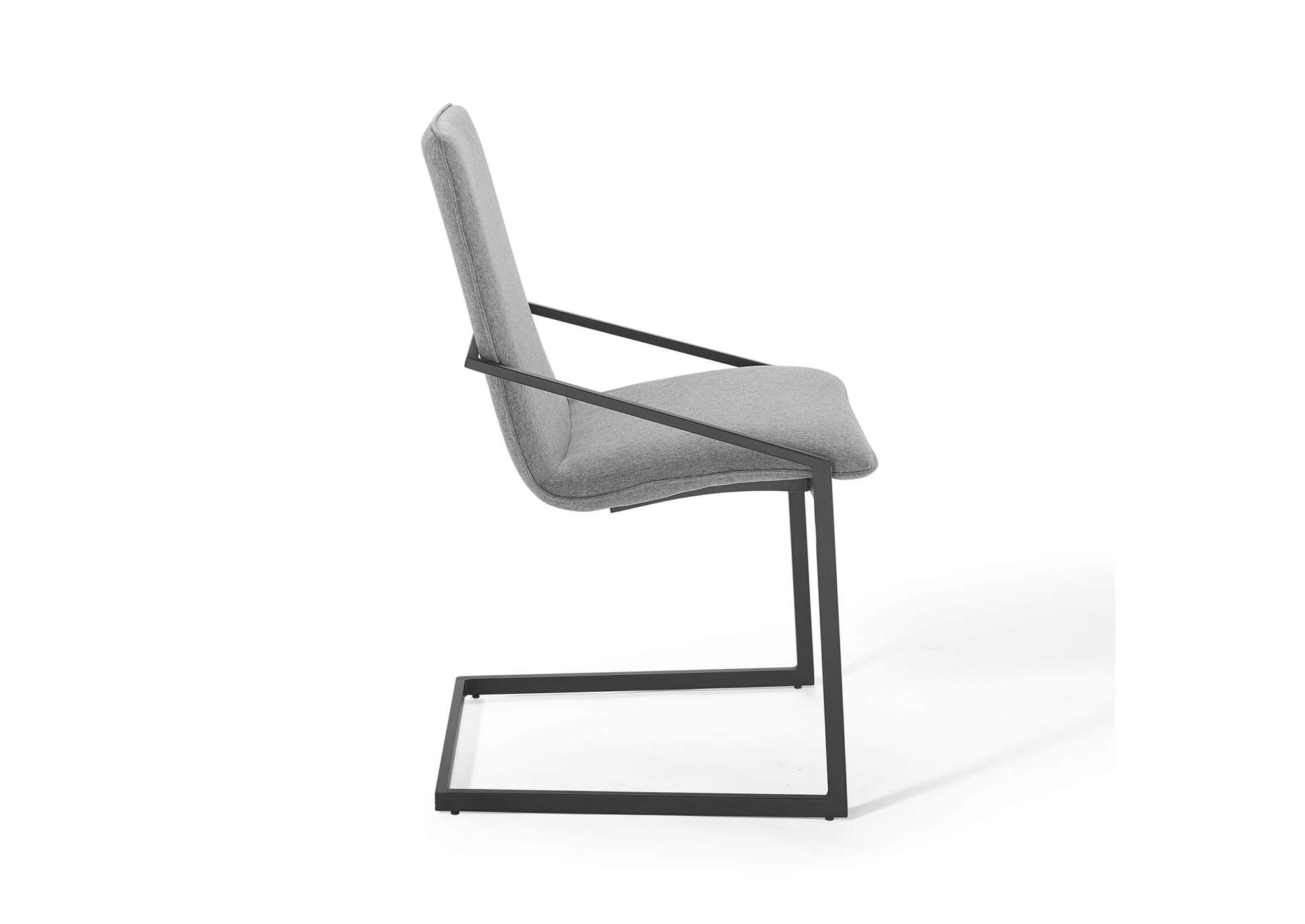 Black Light Gray Pitch Arm Dining Chair Upholstered Fabric [Set of 2],Modway