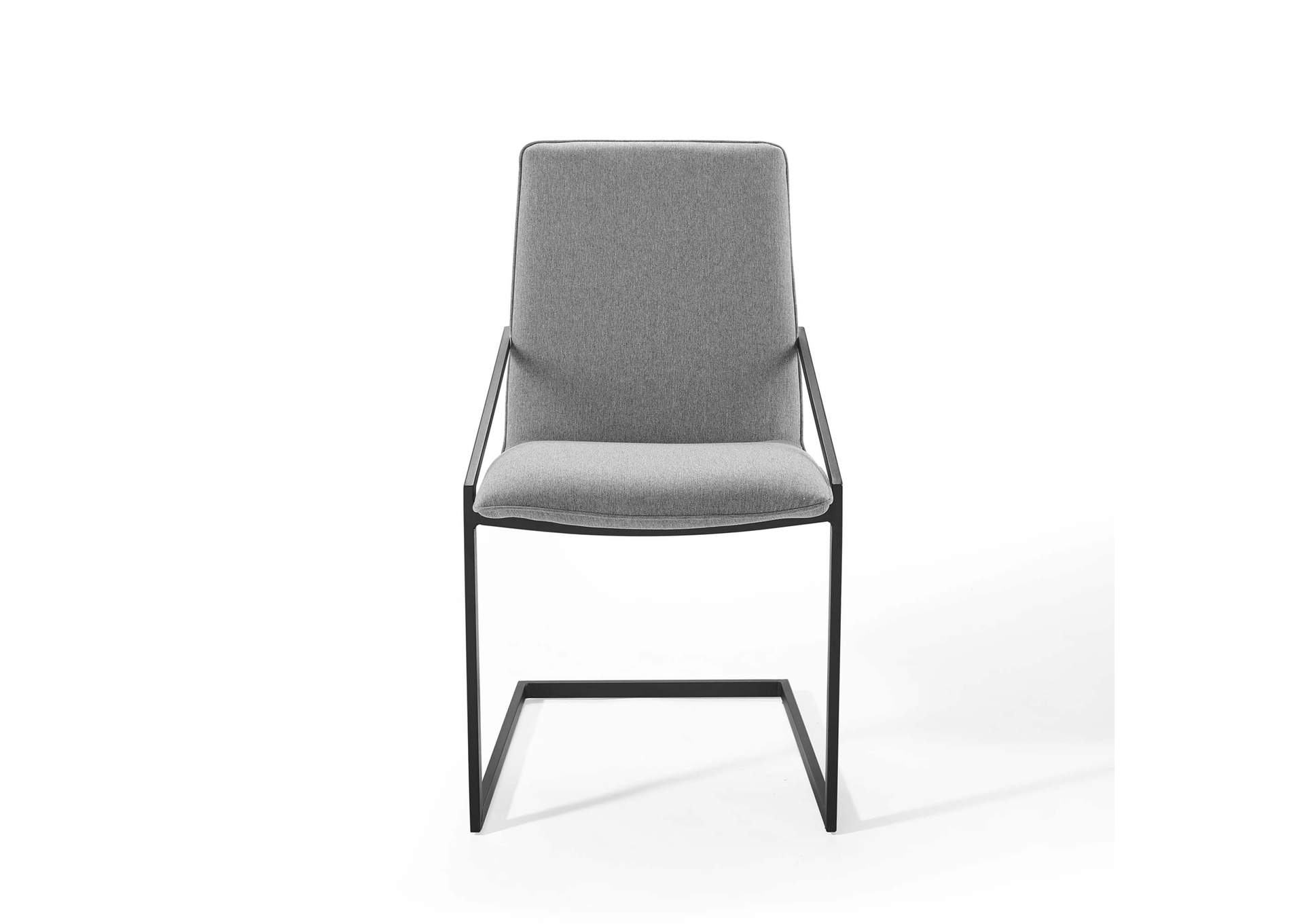 Black Light Gray Pitch Arm Dining Chair Upholstered Fabric [Set of 2],Modway