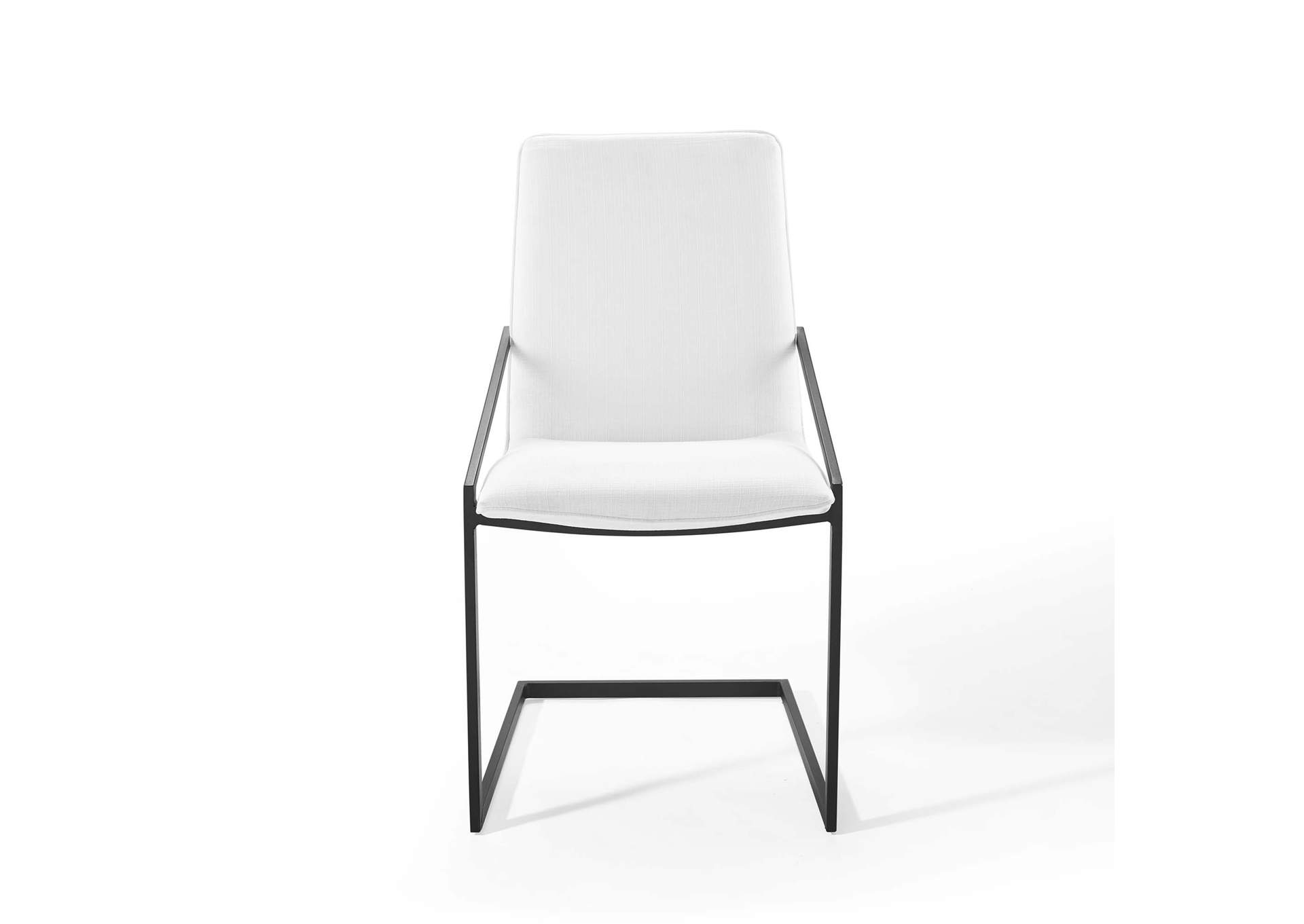 Black White Pitch Arm Dining Chair Upholstered Fabric [Set of 2],Modway